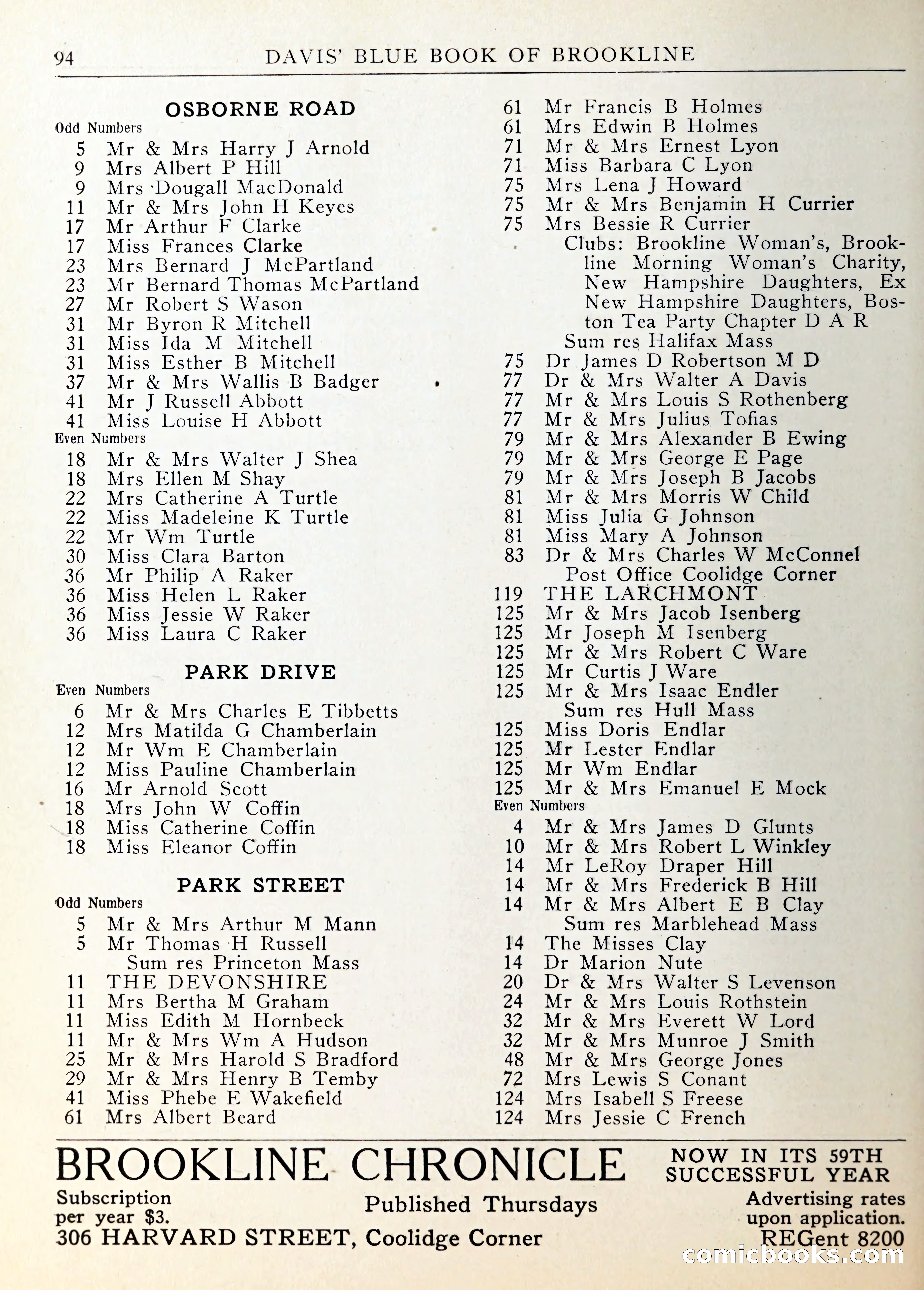 Davis' Blue Book of Brookline — page 95 of 253