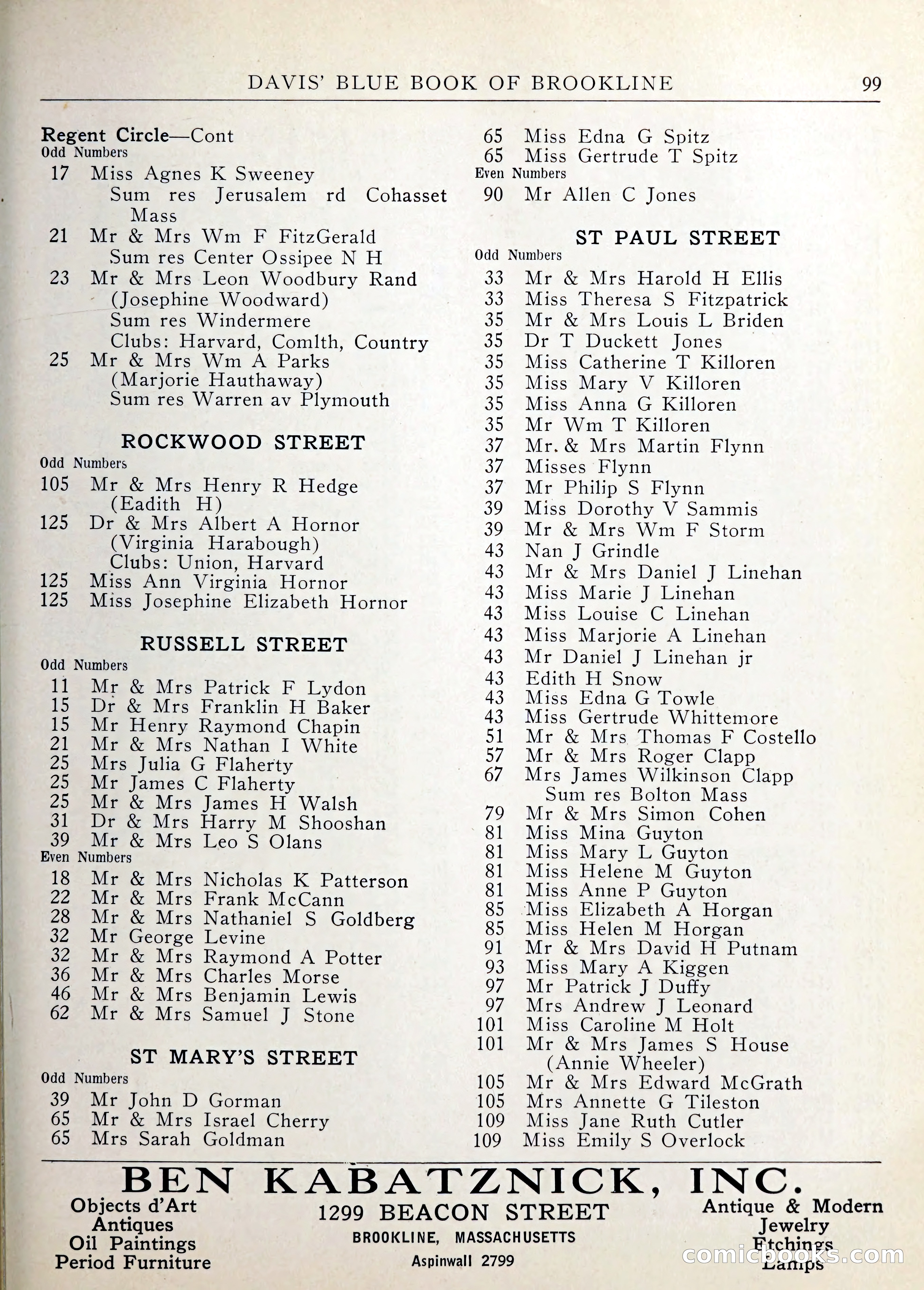 Davis' Blue Book of Brookline — page 100 of 253