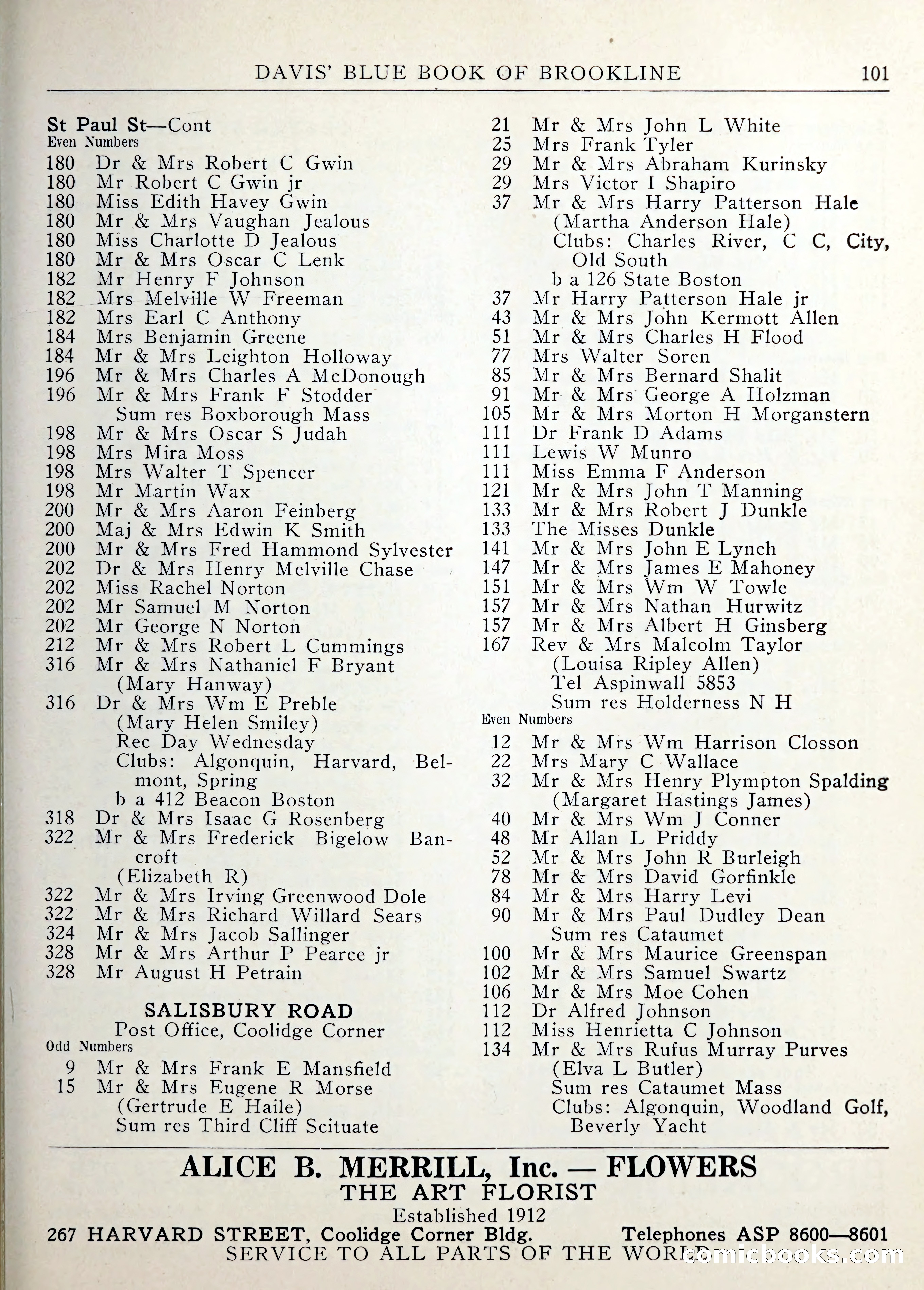 Davis' Blue Book of Brookline — page 102 of 253