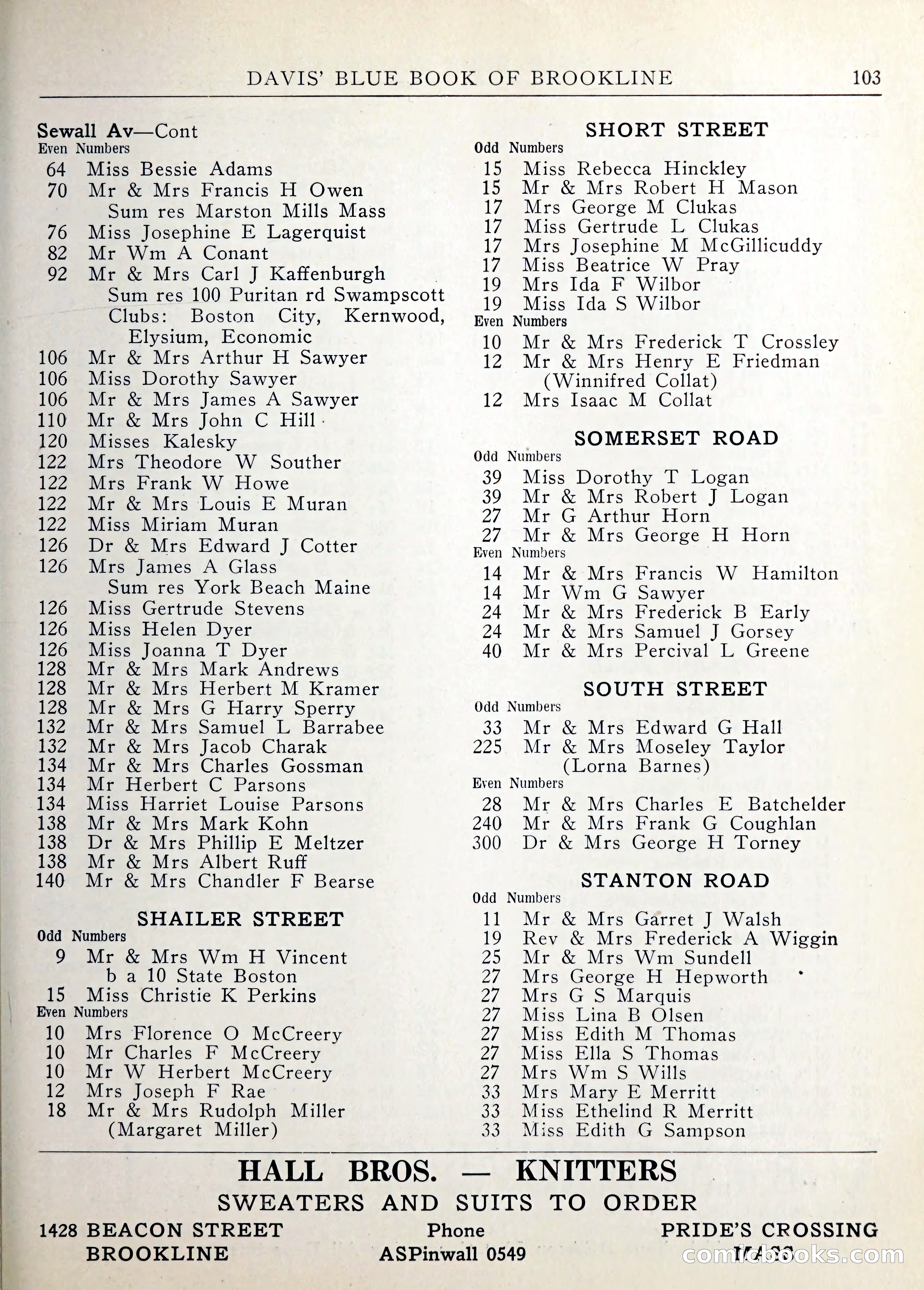 Davis' Blue Book of Brookline — page 104 of 253