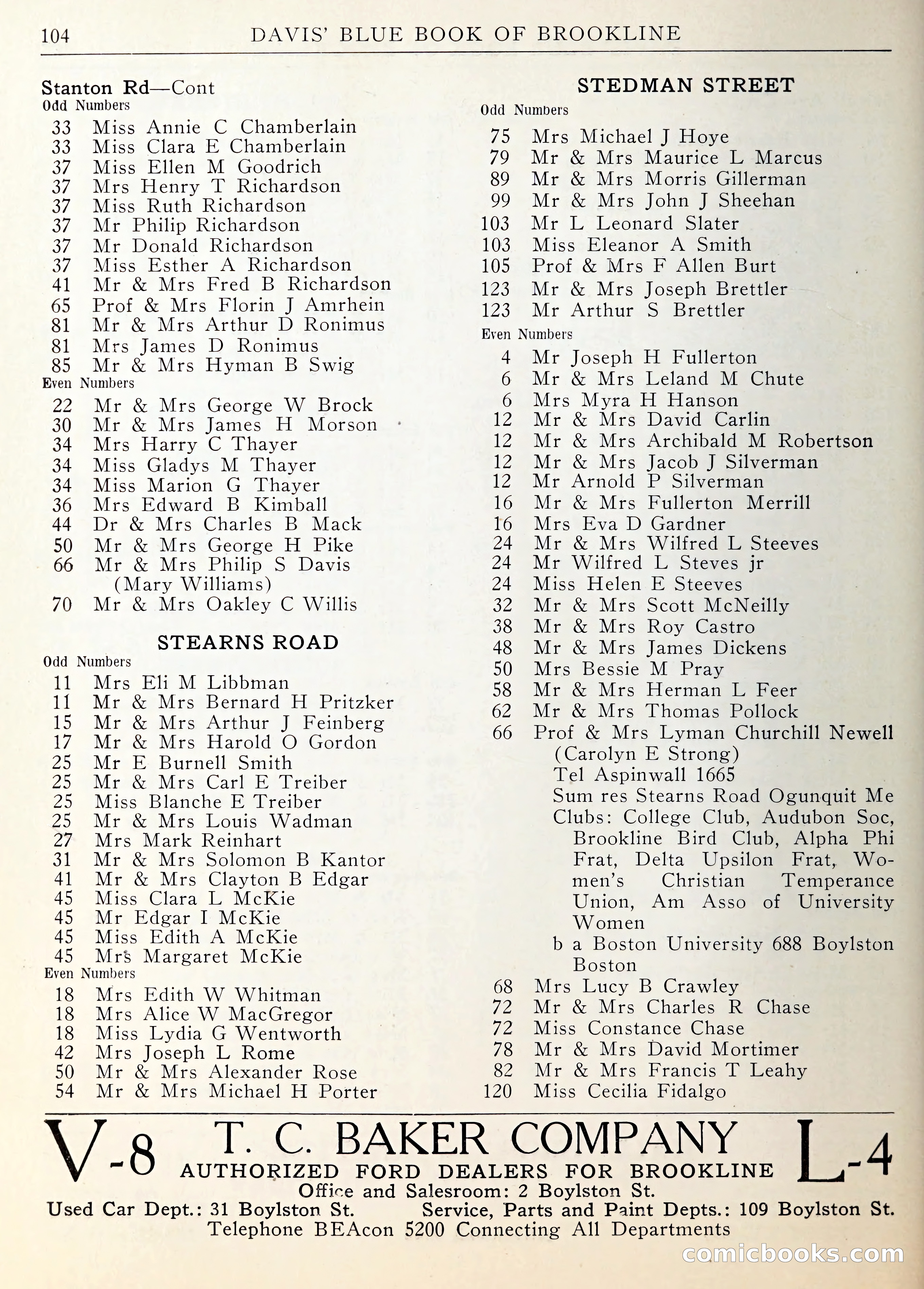 Davis' Blue Book of Brookline — page 105 of 253
