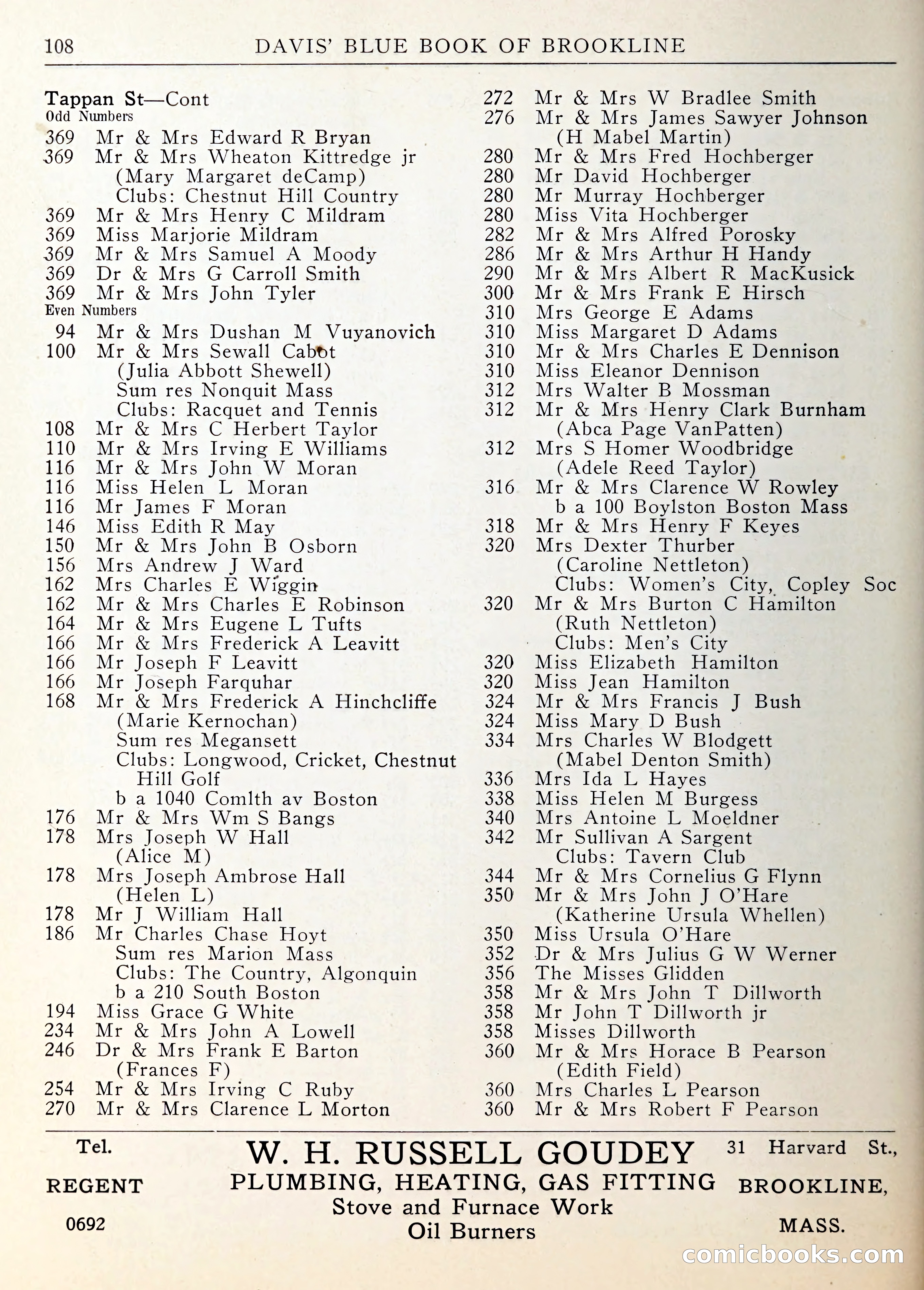 Davis' Blue Book of Brookline — page 109 of 253