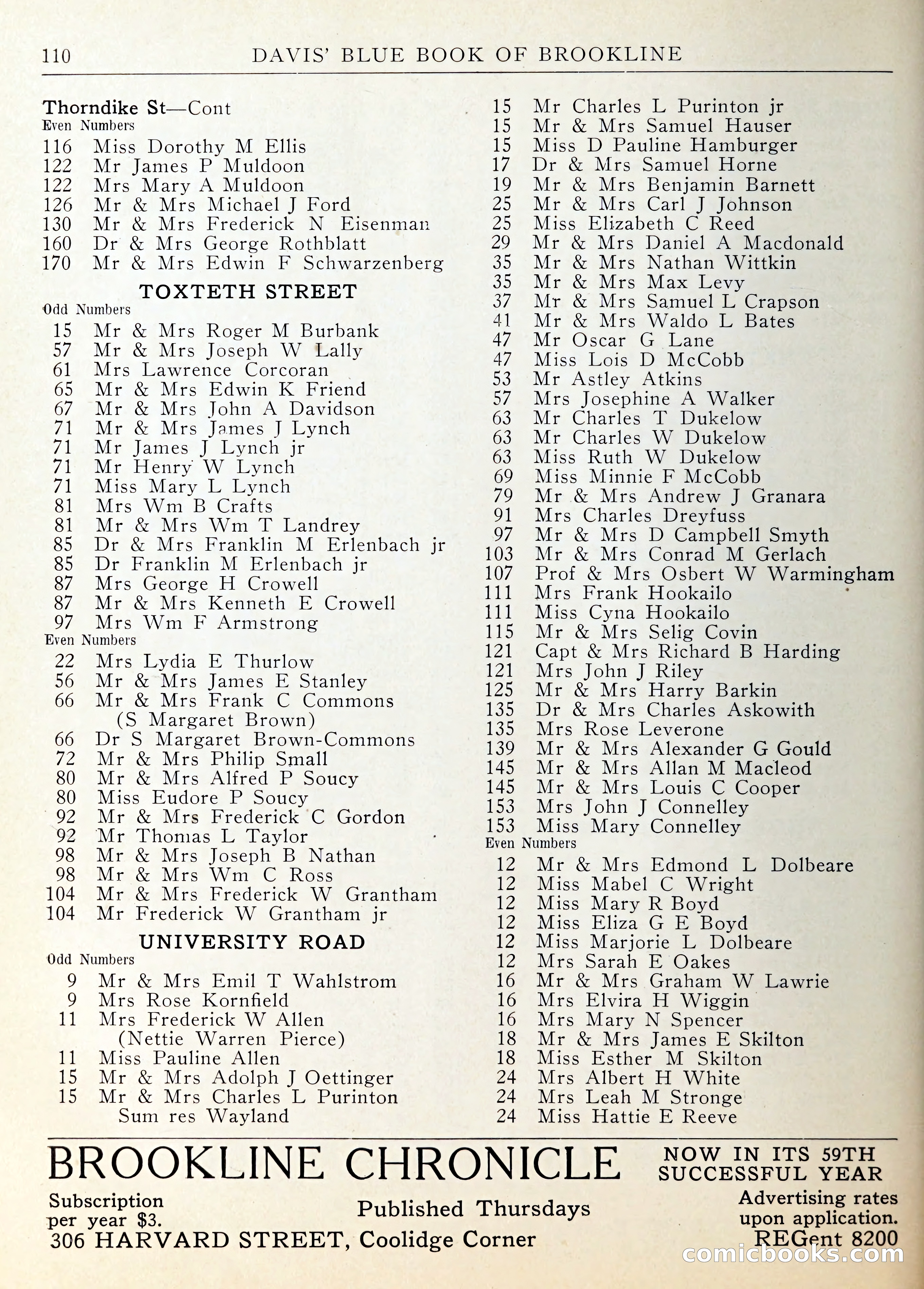 Davis' Blue Book of Brookline — page 111 of 253