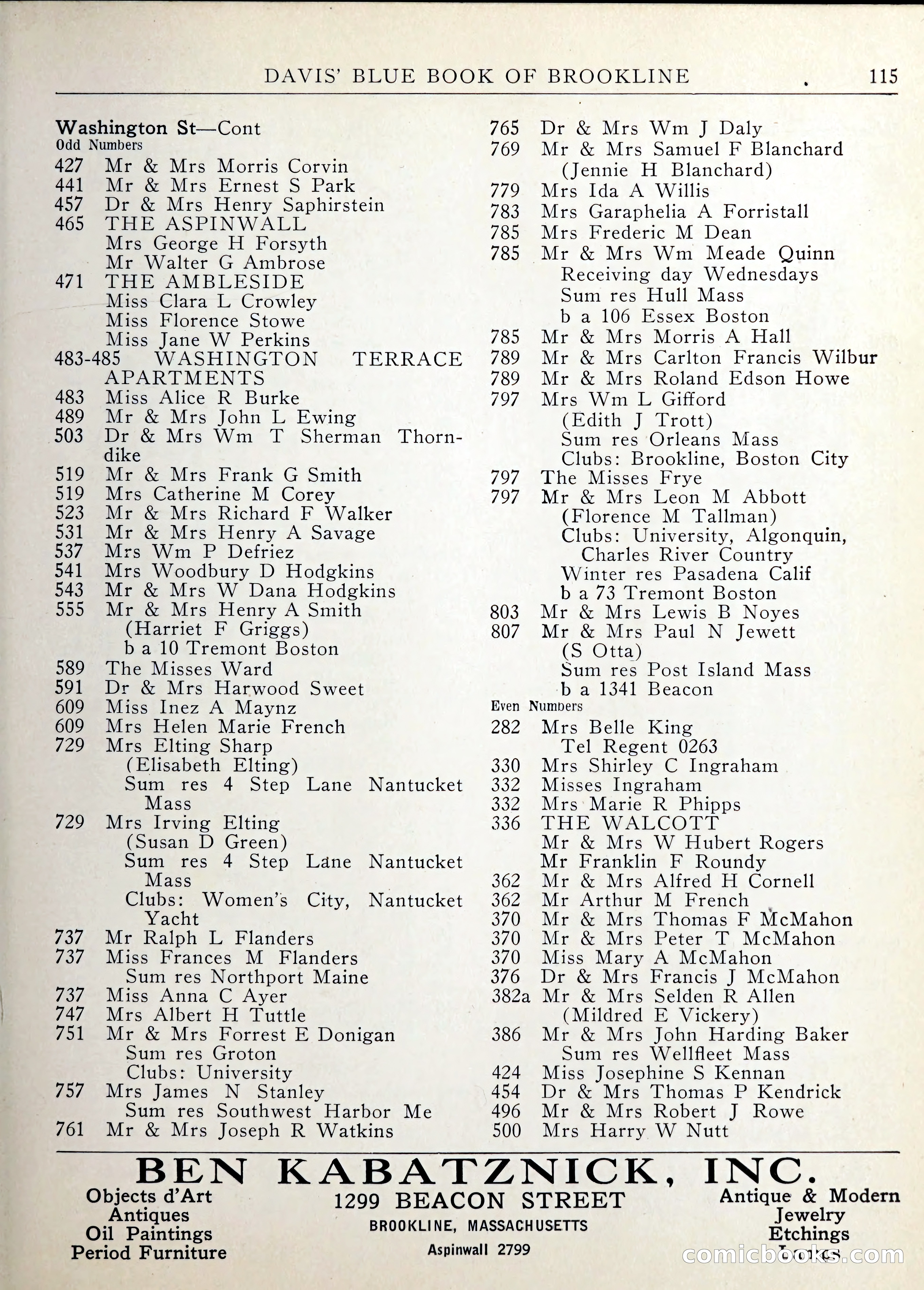 Davis' Blue Book of Brookline — page 116 of 253