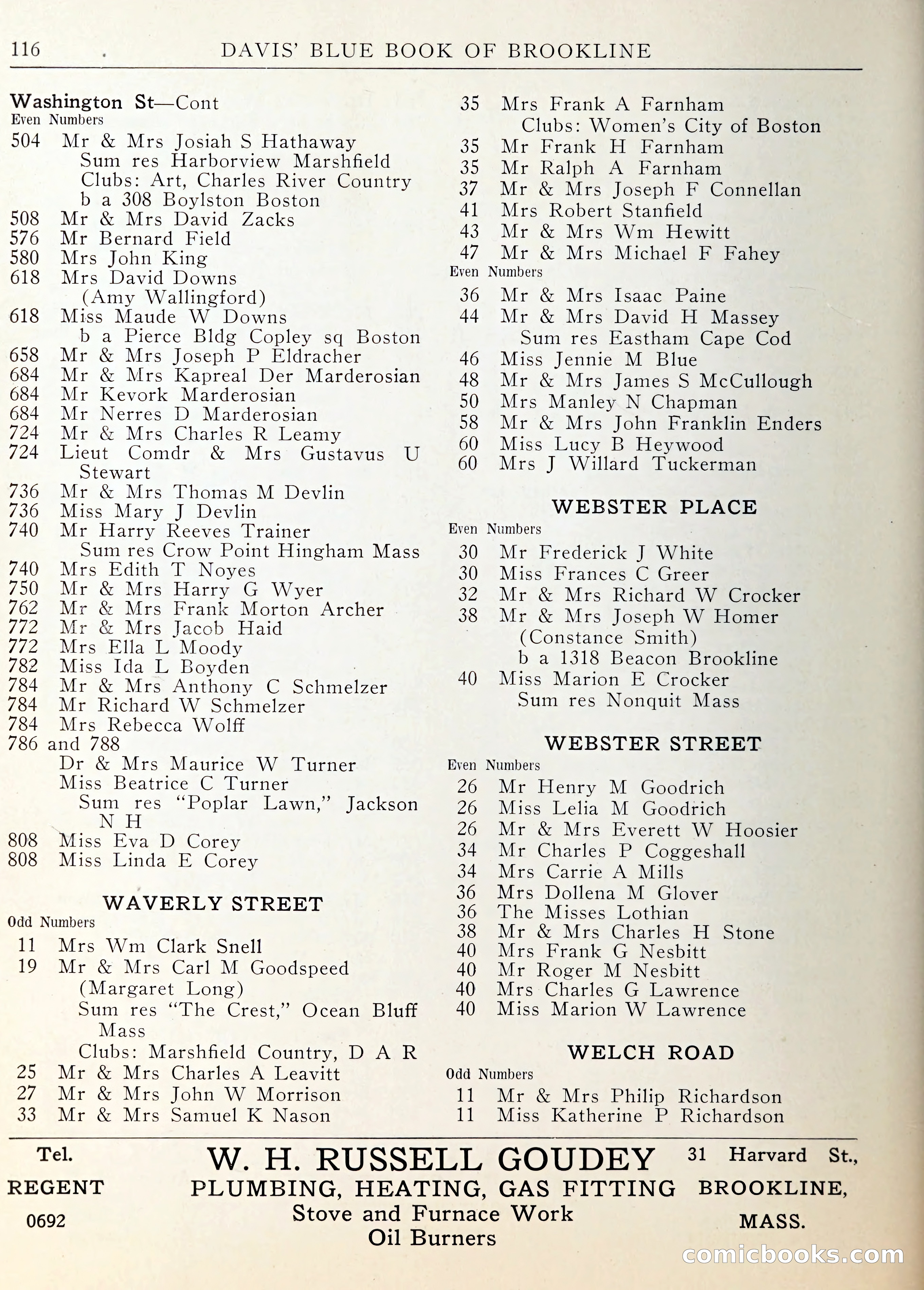 Davis' Blue Book of Brookline — page 117 of 253
