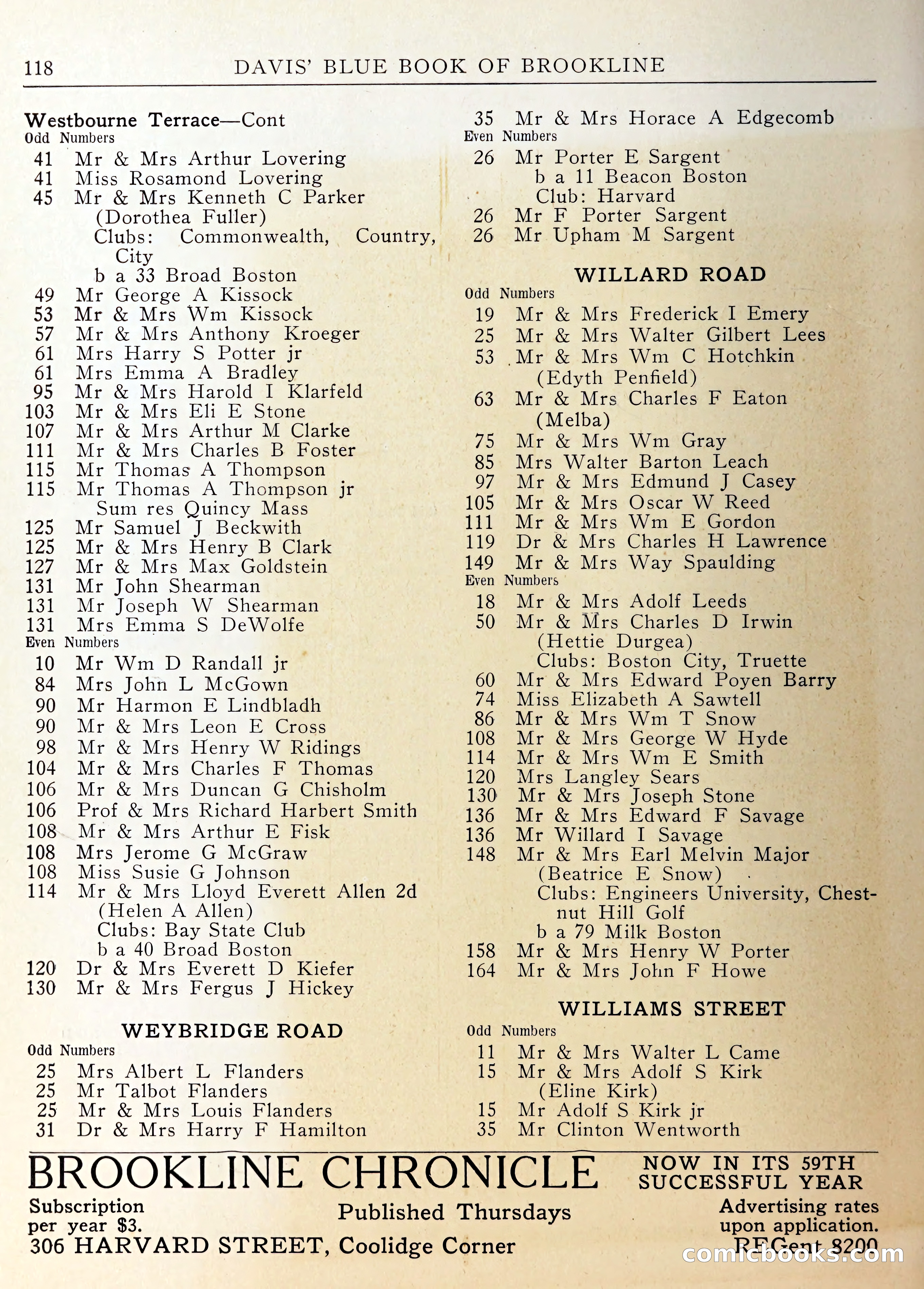 Davis' Blue Book of Brookline — page 119 of 253