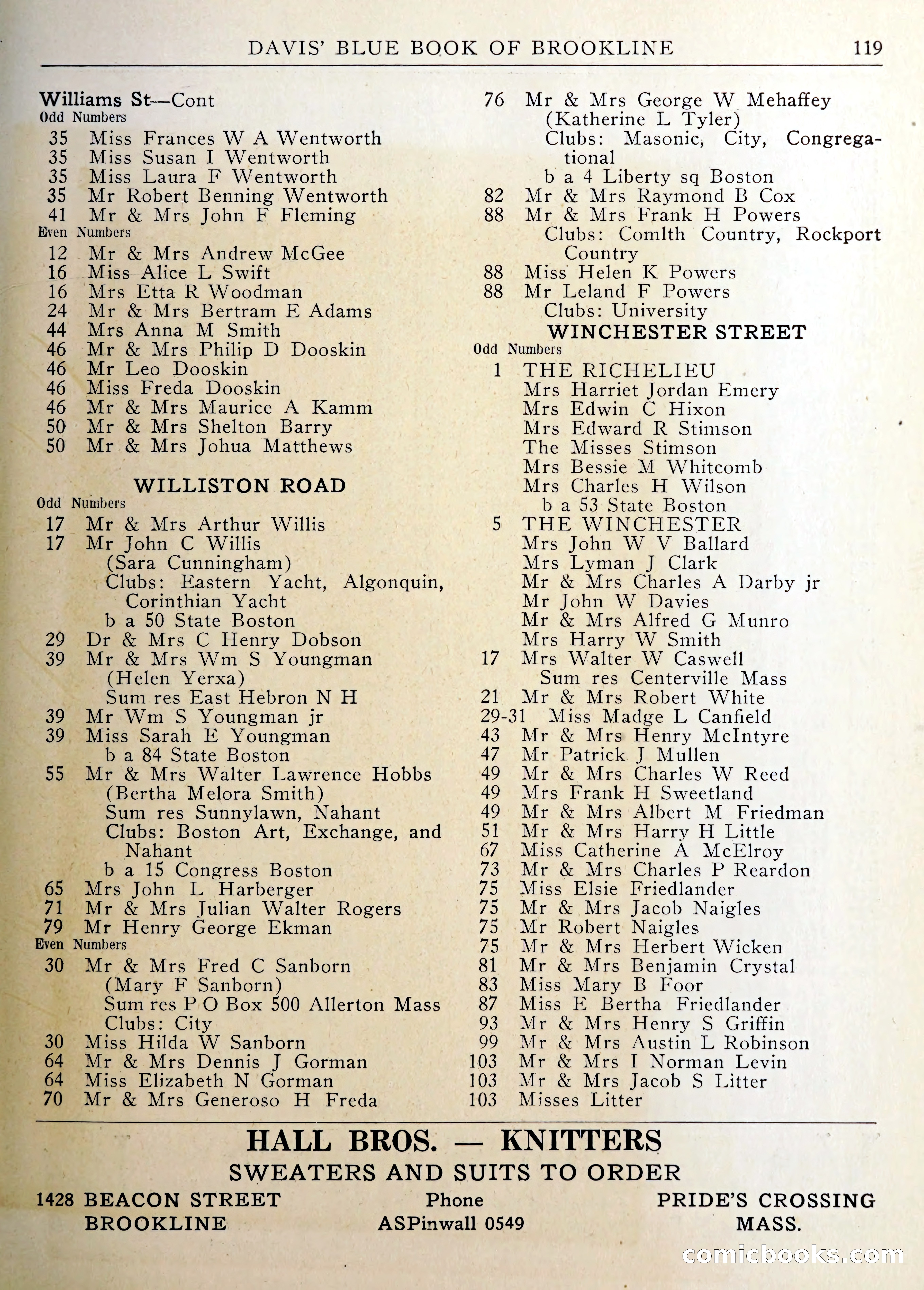 Davis' Blue Book of Brookline — page 122 of 253