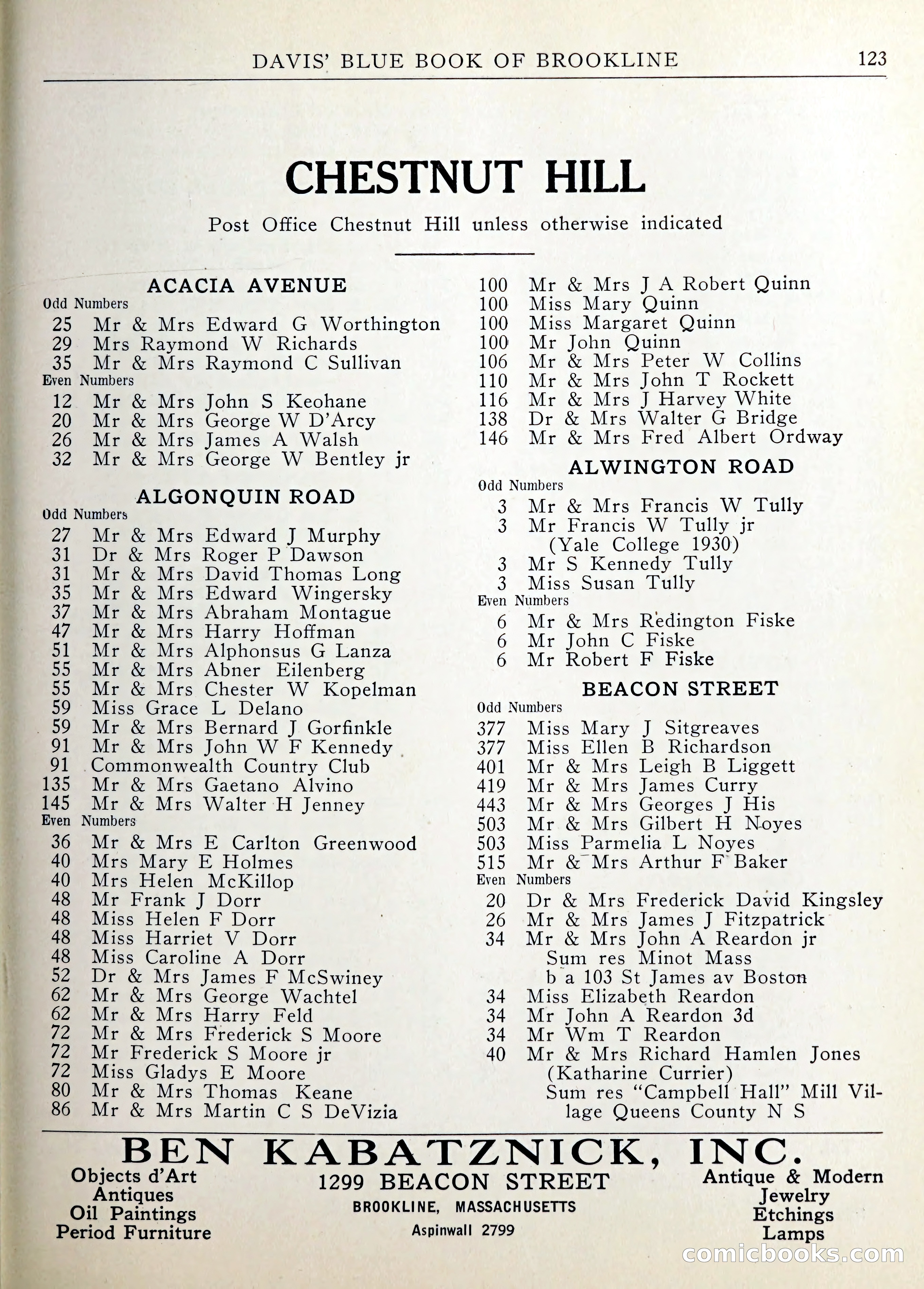 Davis' Blue Book of Brookline — page 126 of 253