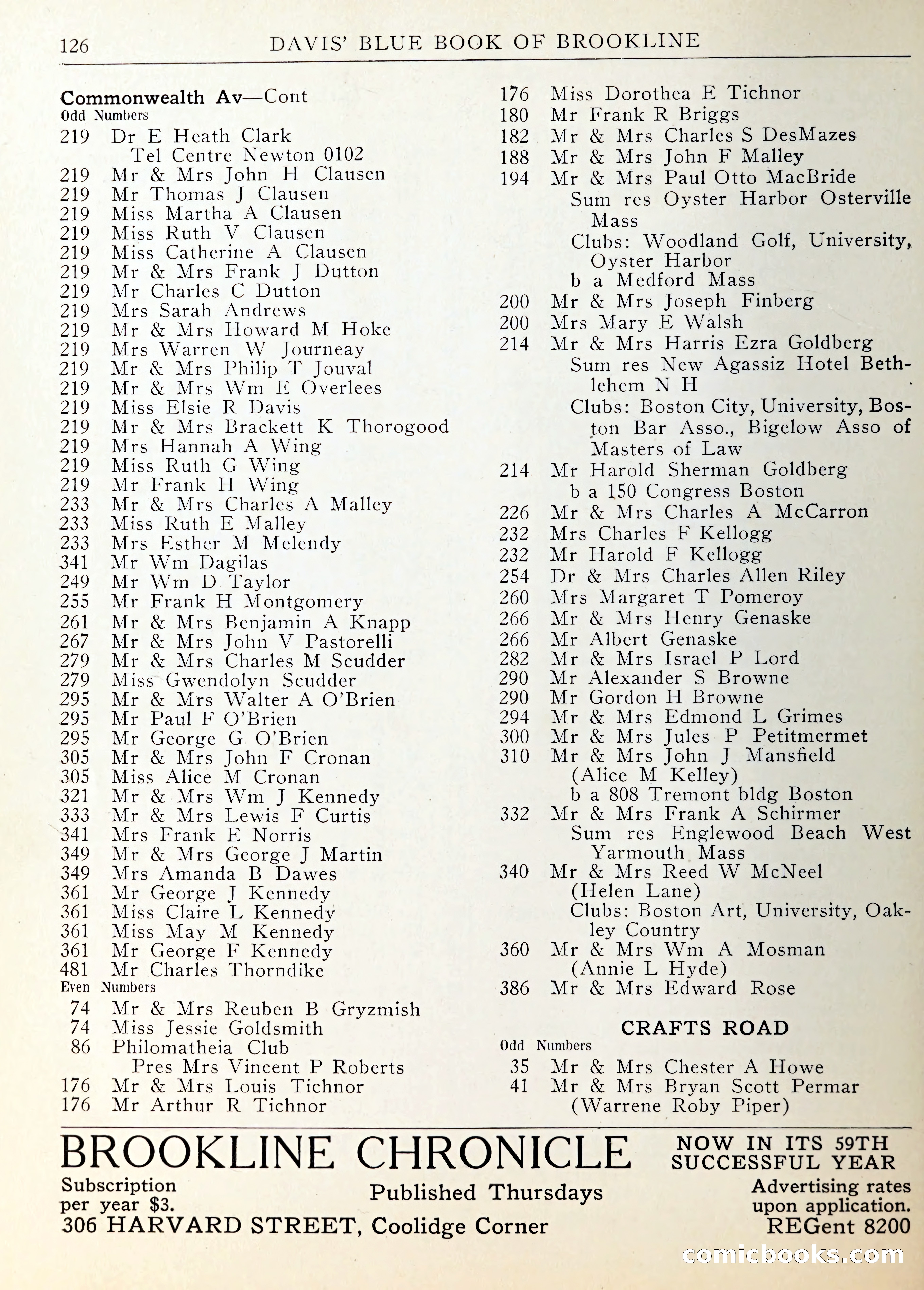 Davis' Blue Book of Brookline — page 129 of 253