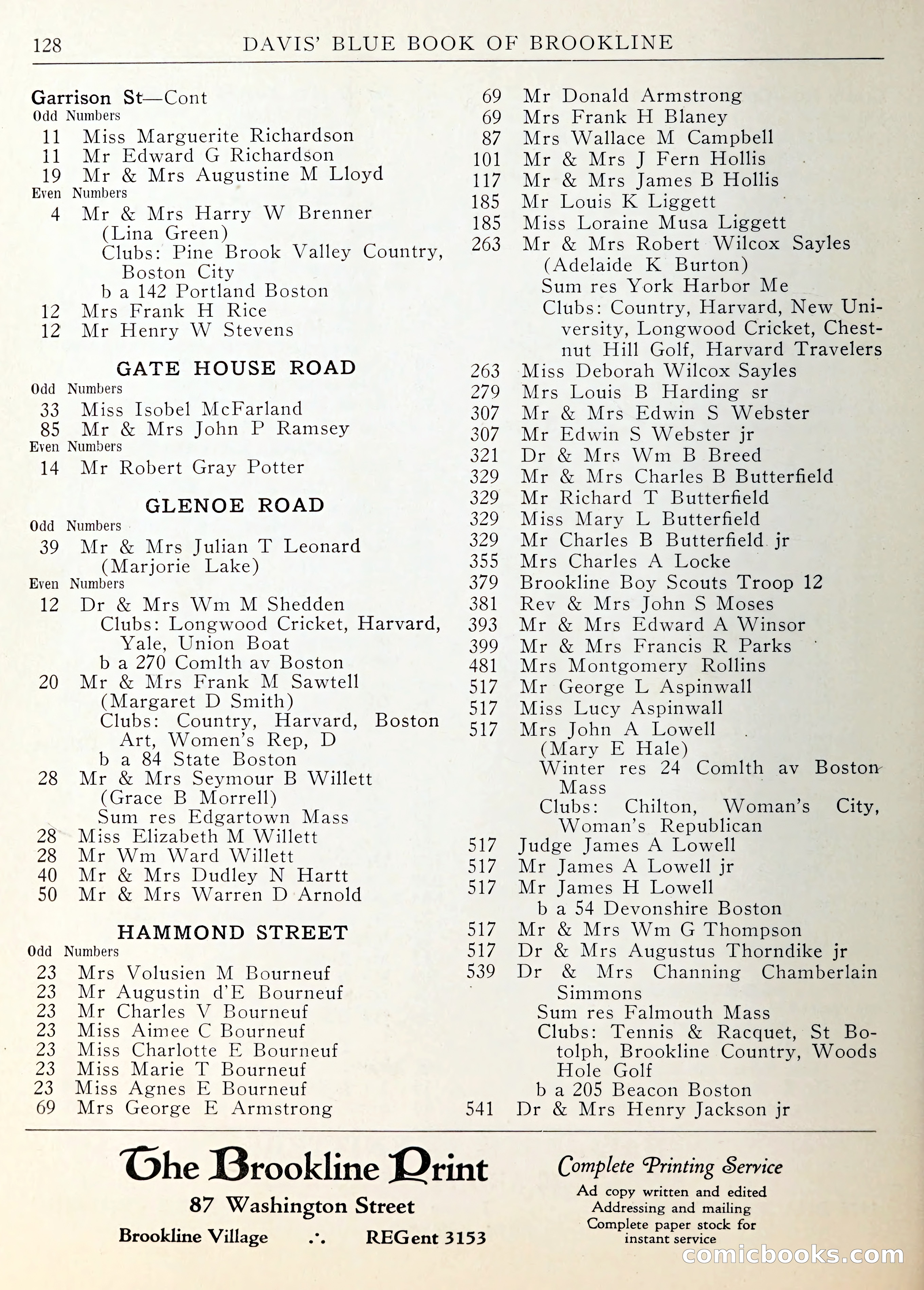Davis' Blue Book of Brookline — page 131 of 253