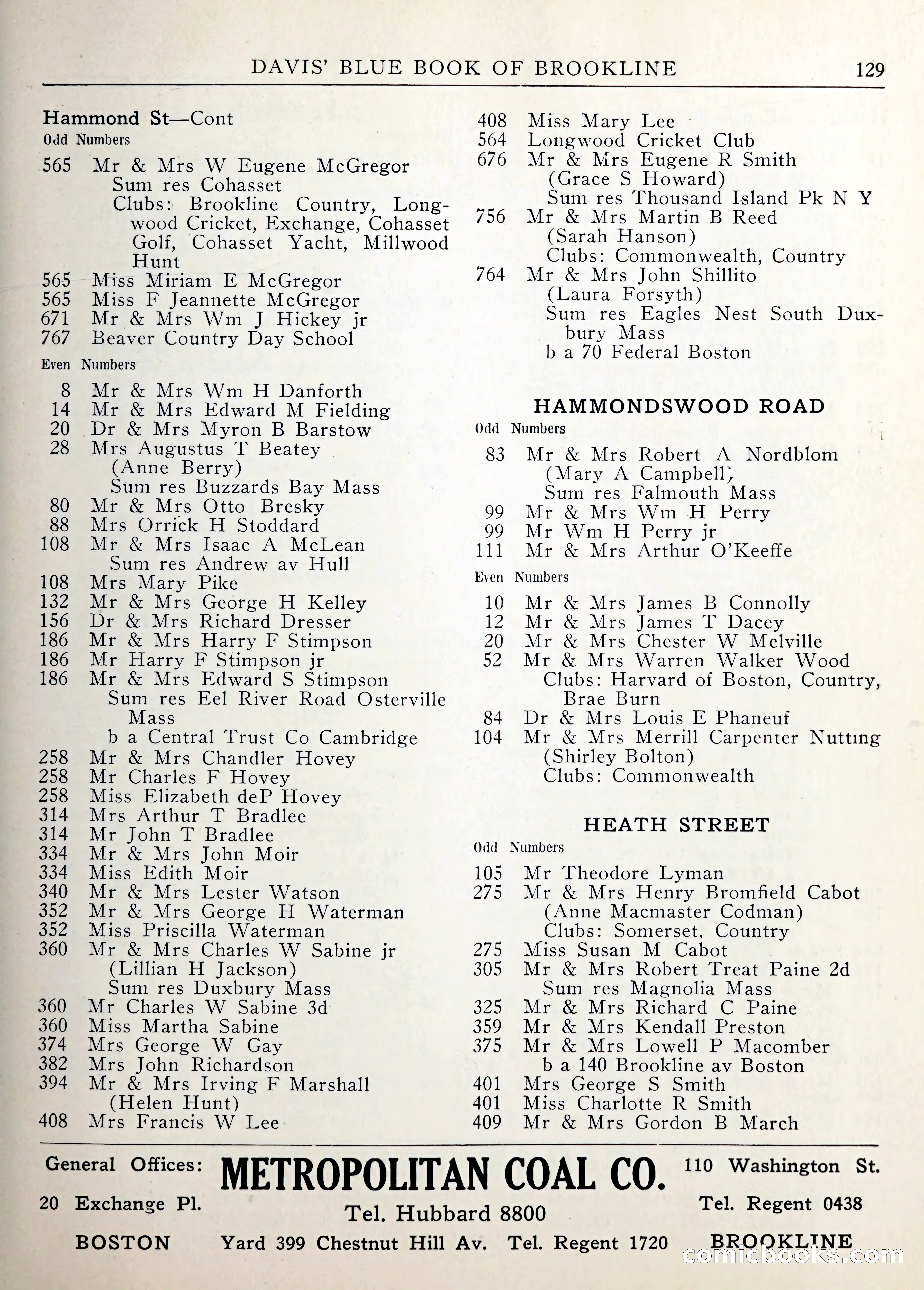 Davis' Blue Book of Brookline — page 132 of 253
