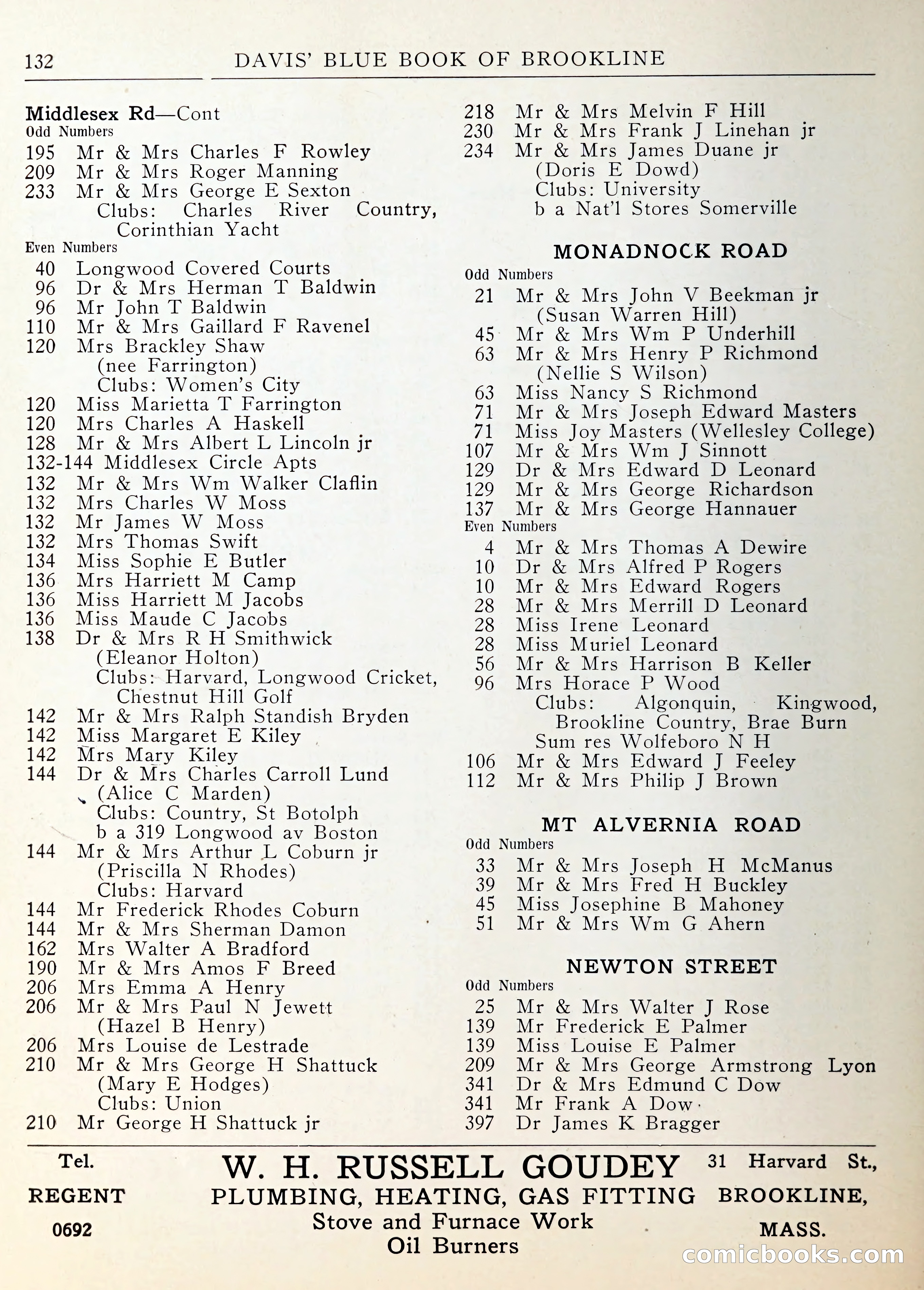 Davis' Blue Book of Brookline — page 135 of 253