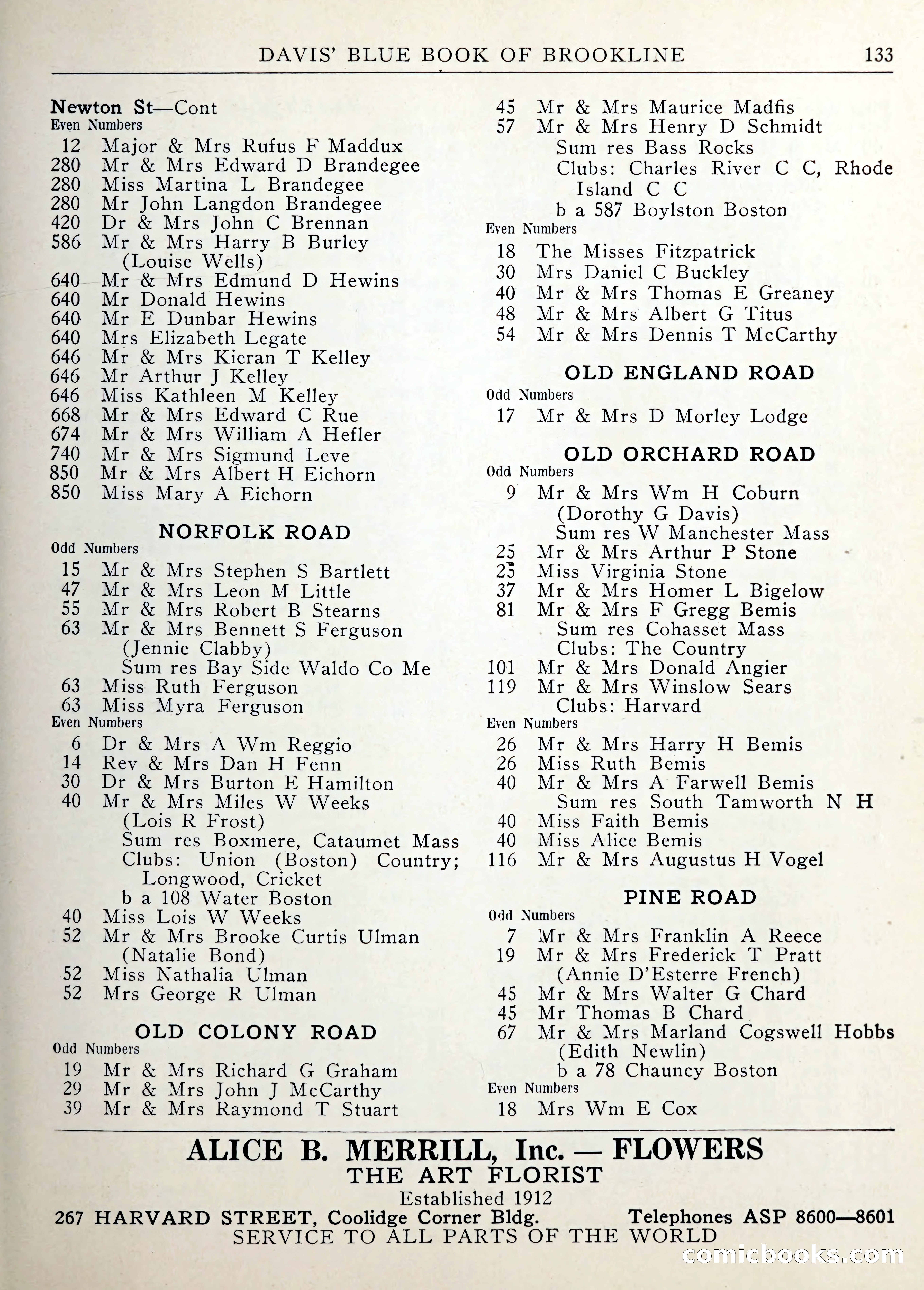 Davis' Blue Book of Brookline — page 136 of 253