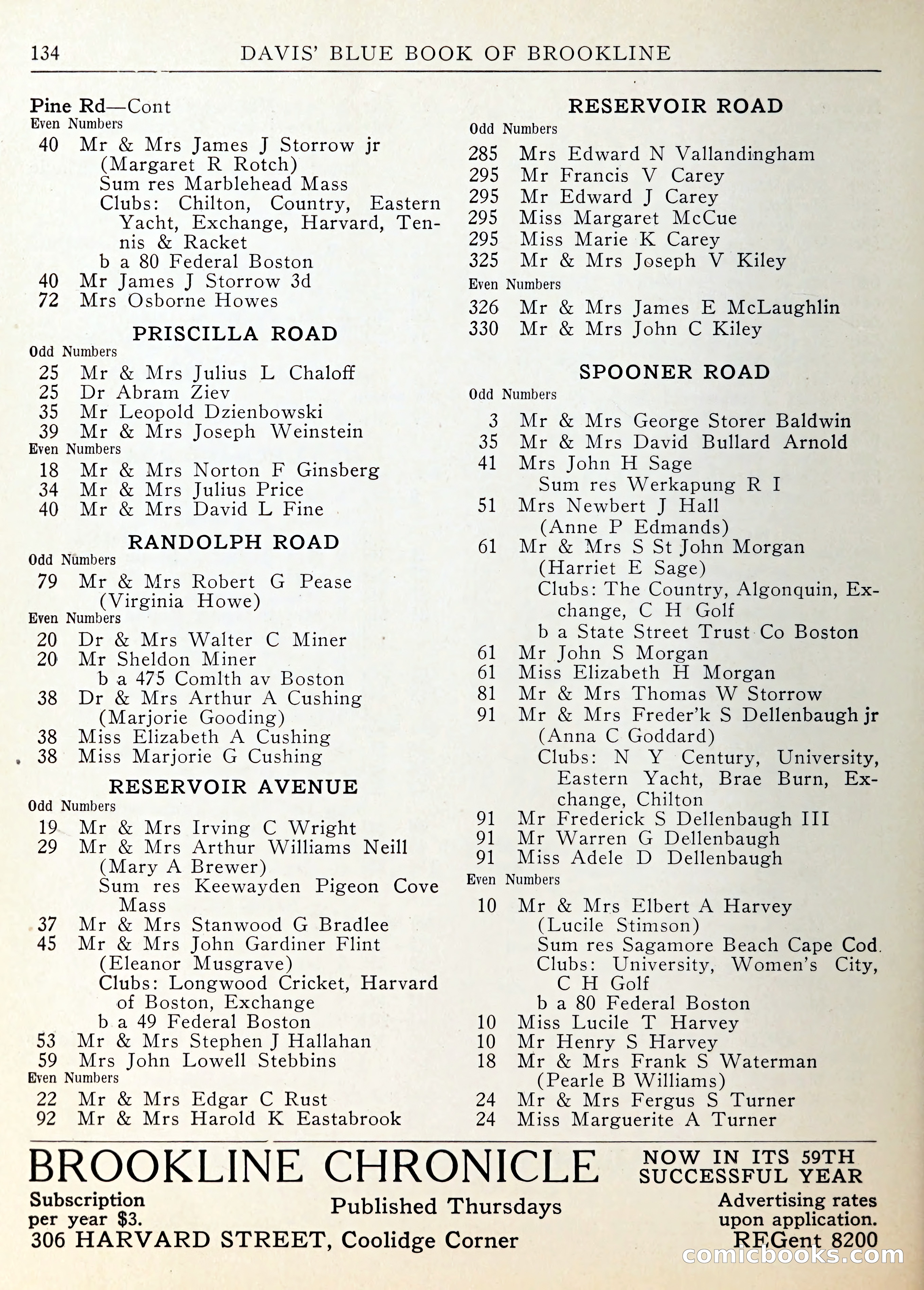 Davis' Blue Book of Brookline — page 137 of 253