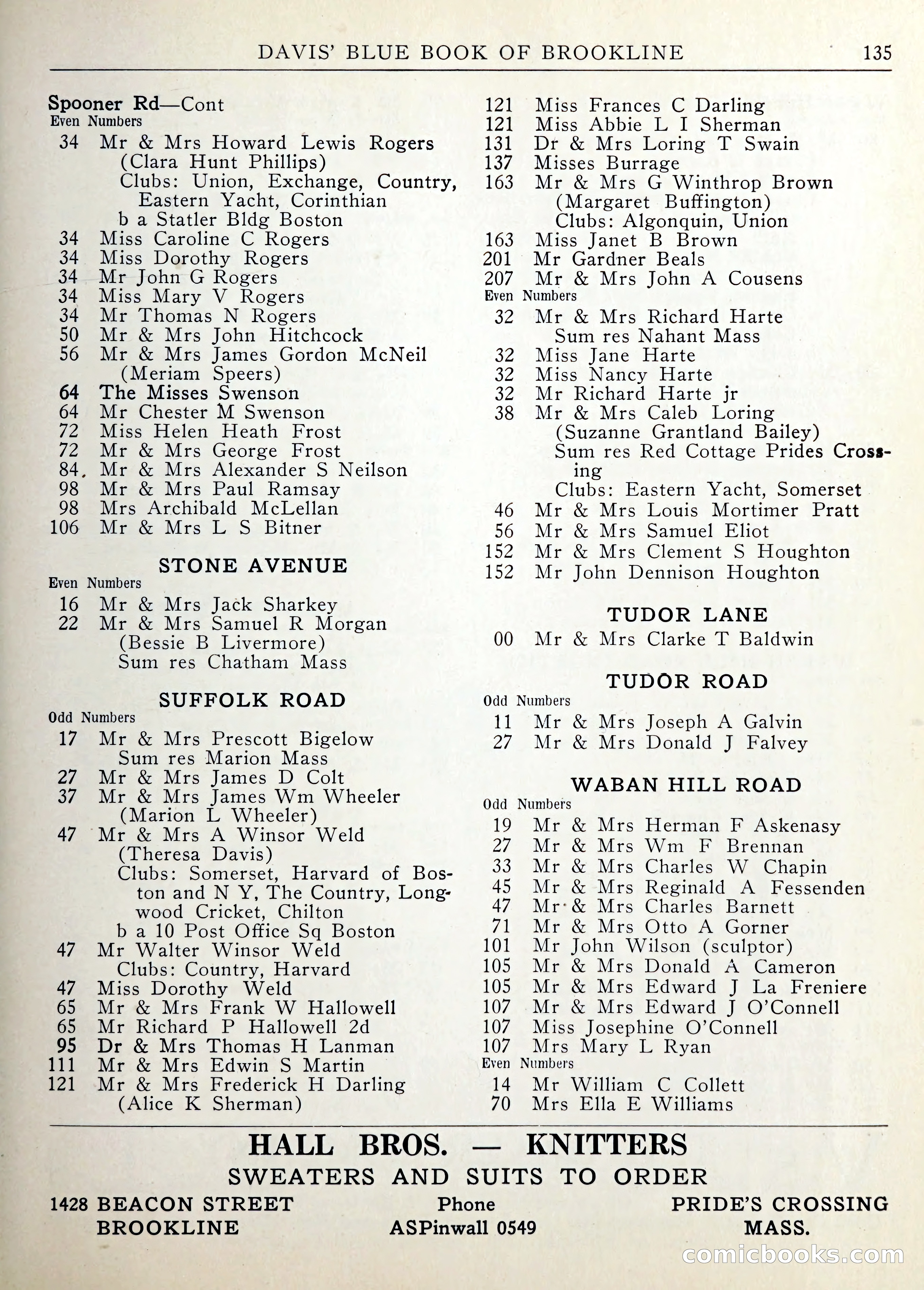Davis' Blue Book of Brookline — page 138 of 253