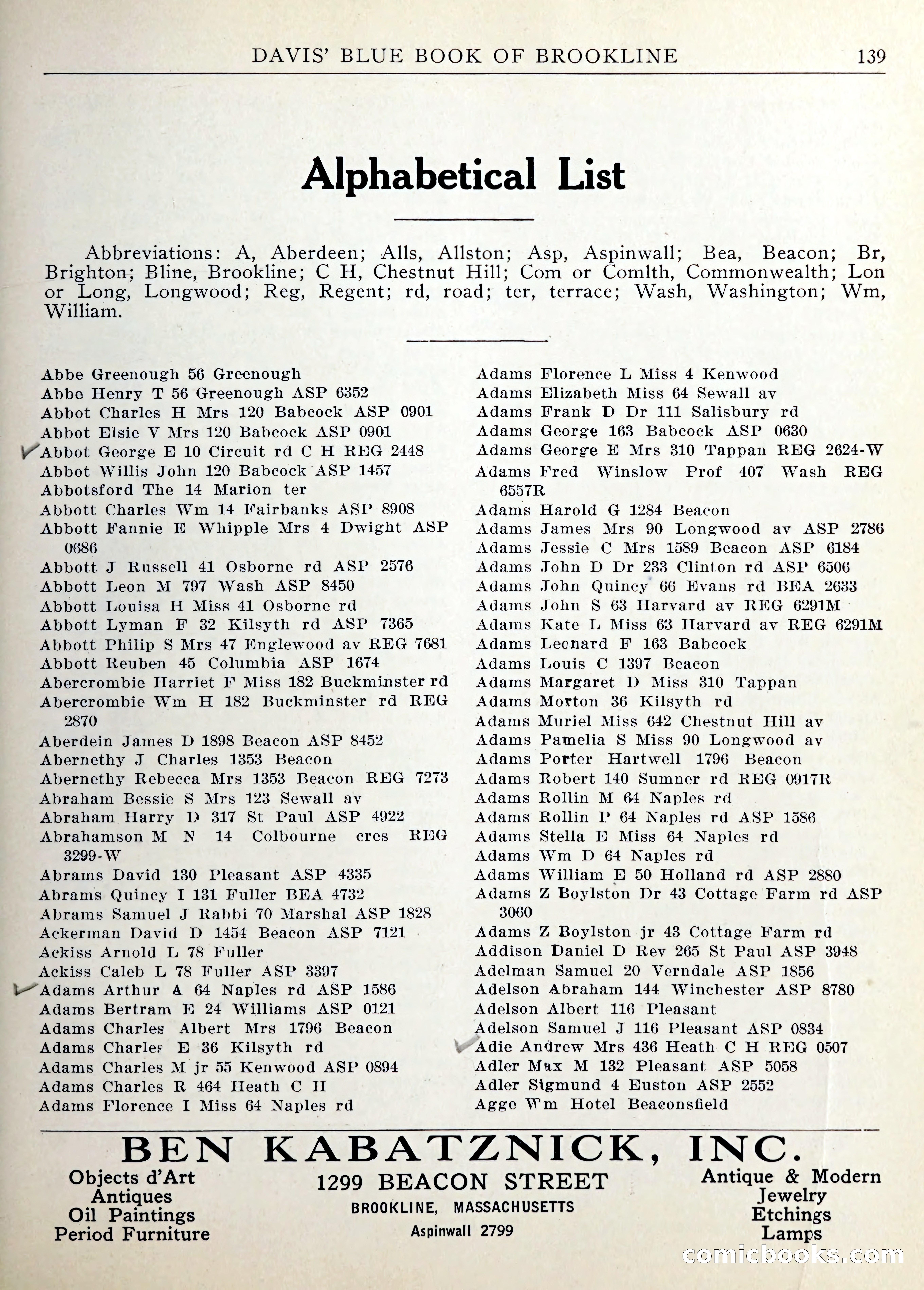 Davis' Blue Book of Brookline — page 142 of 253