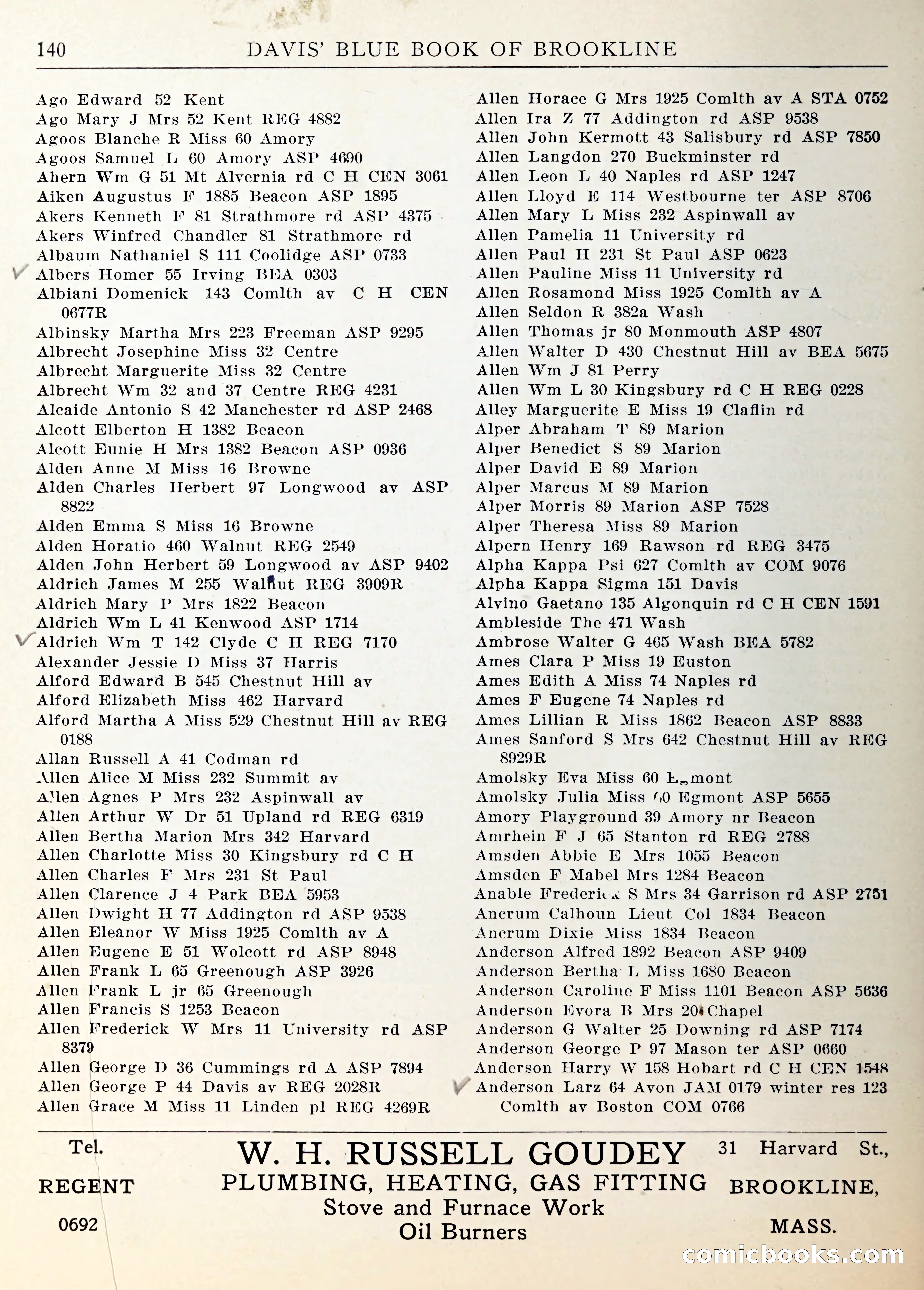 Davis' Blue Book of Brookline — page 143 of 253