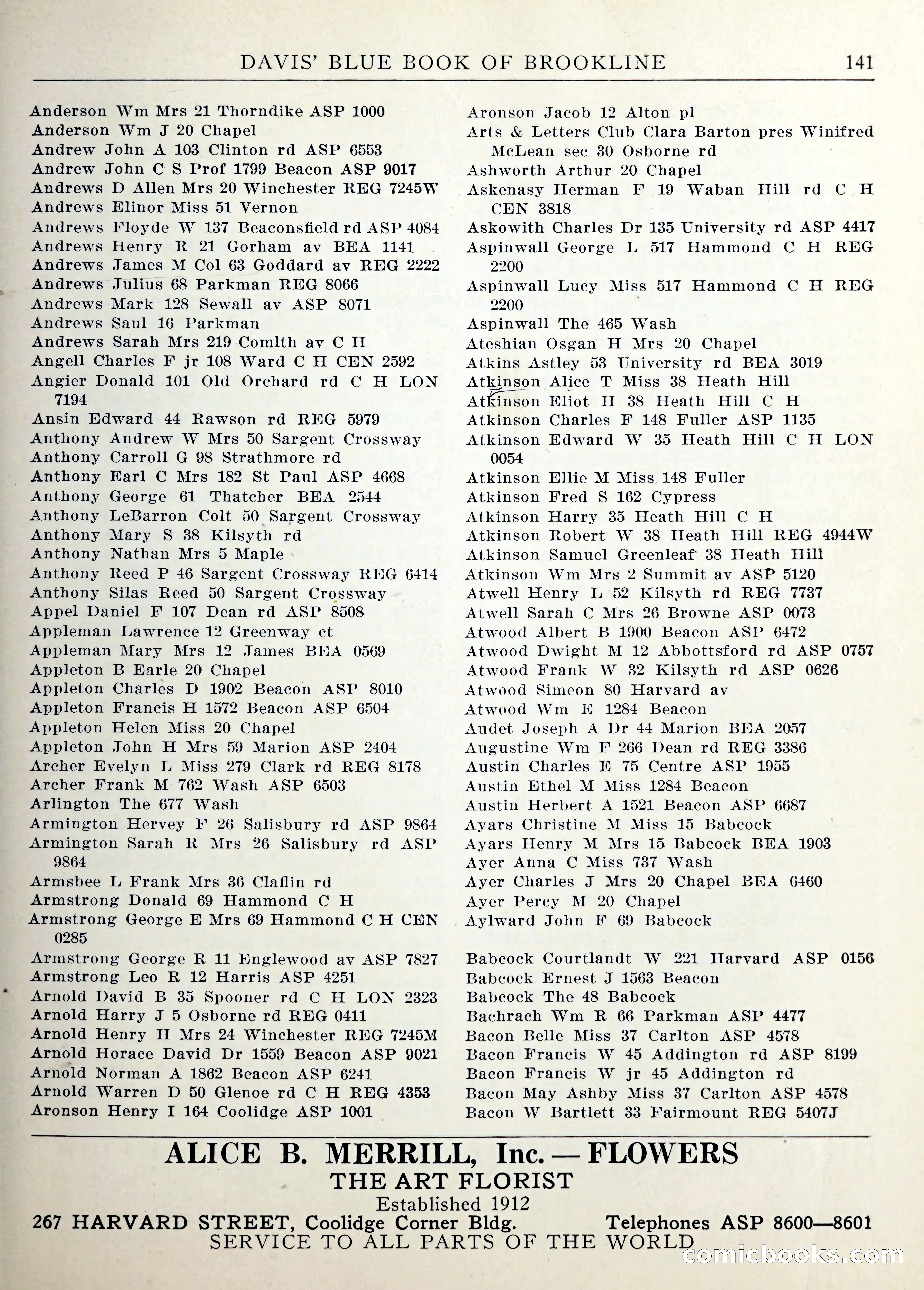 Davis' Blue Book of Brookline — page 144 of 253