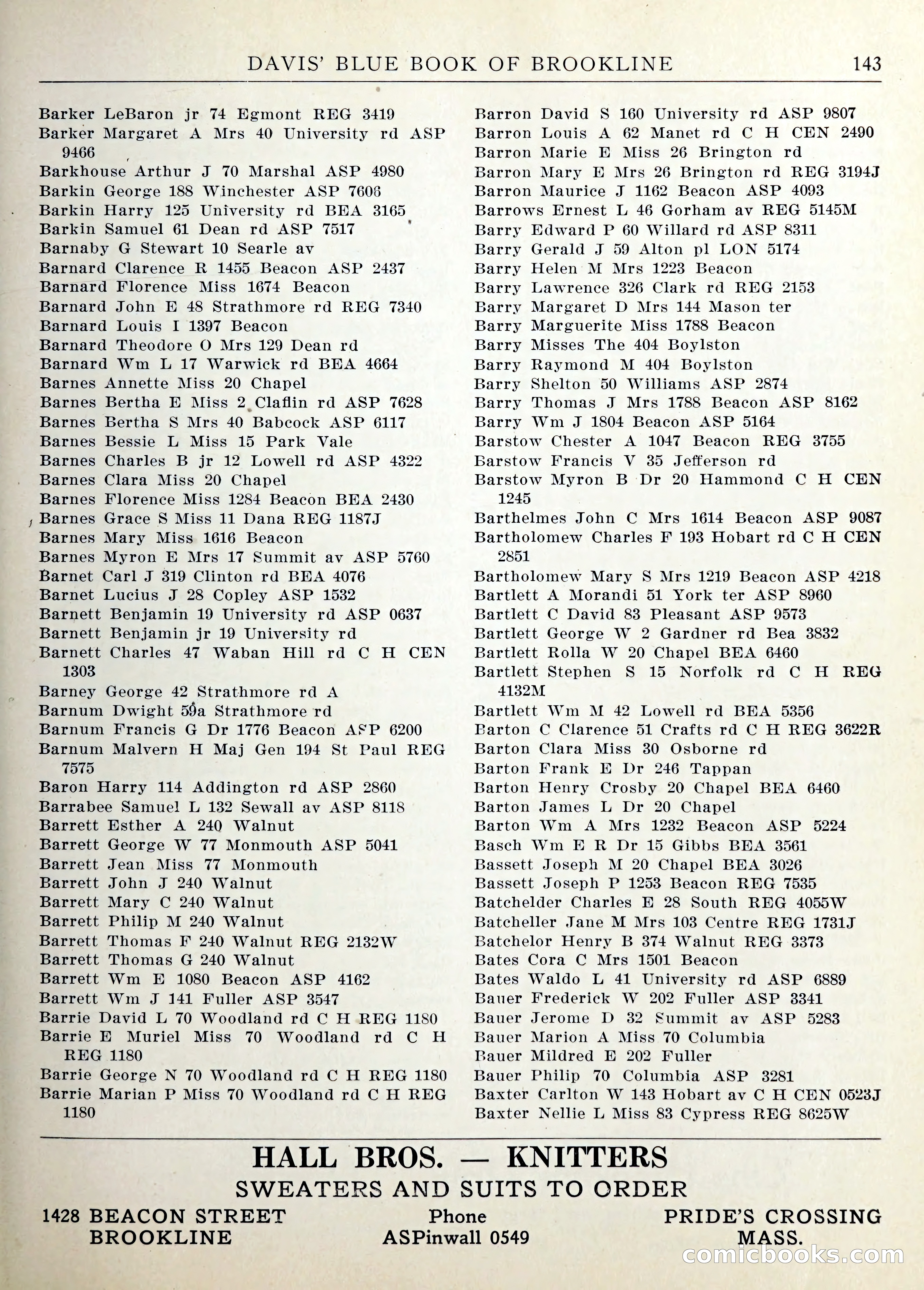Davis' Blue Book of Brookline — page 146 of 253