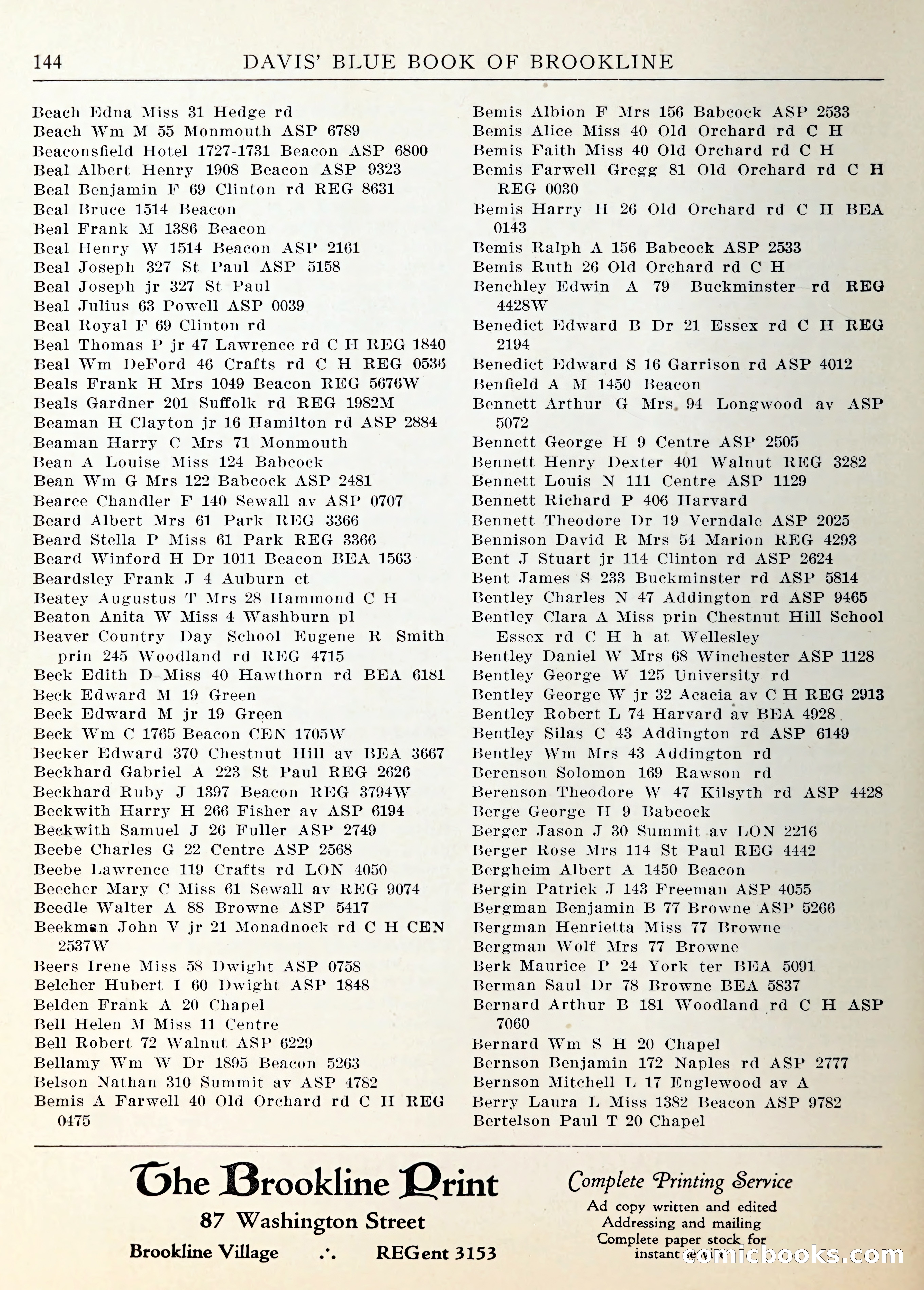 Davis' Blue Book of Brookline — page 147 of 253