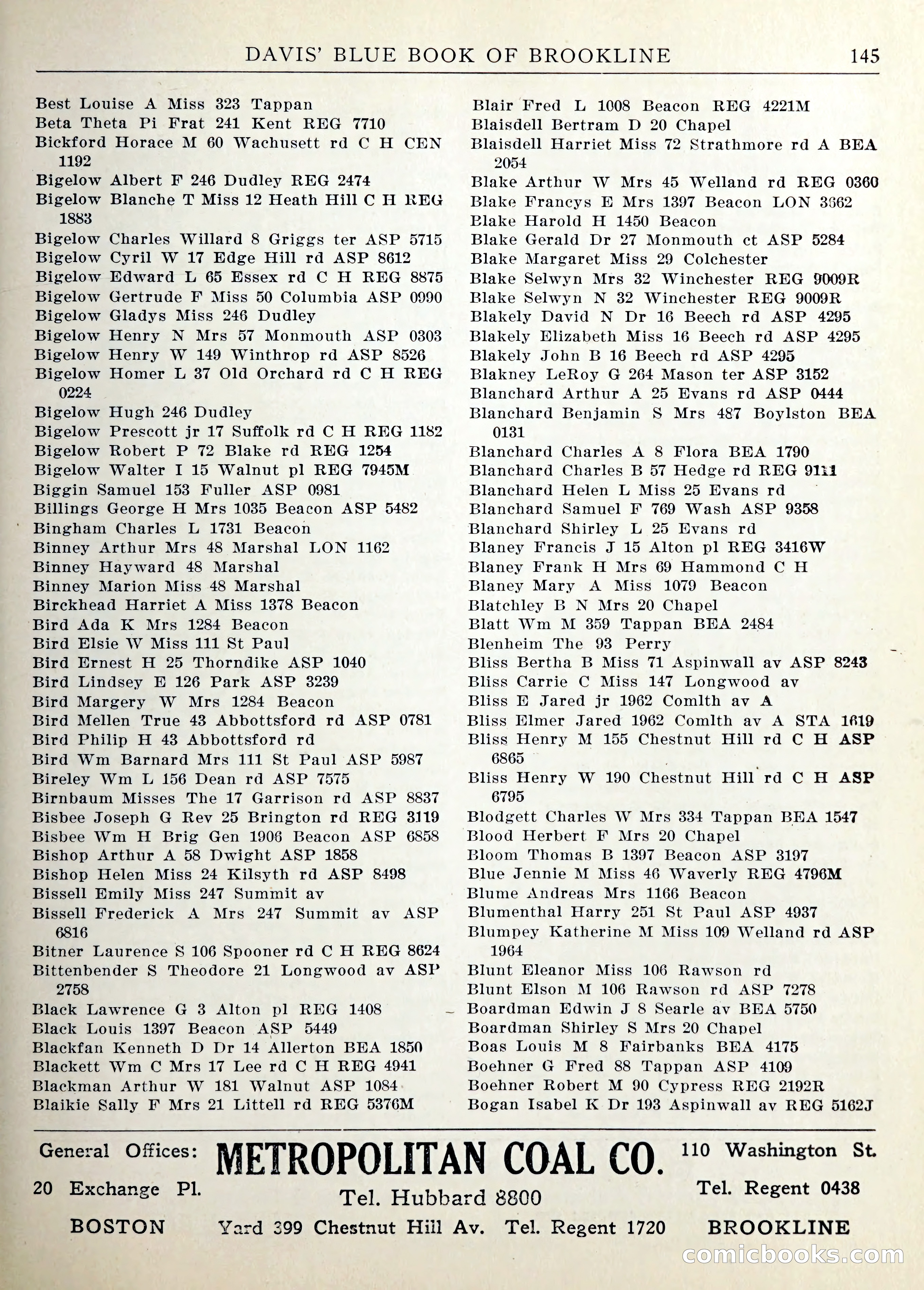 Davis' Blue Book of Brookline — page 148 of 253