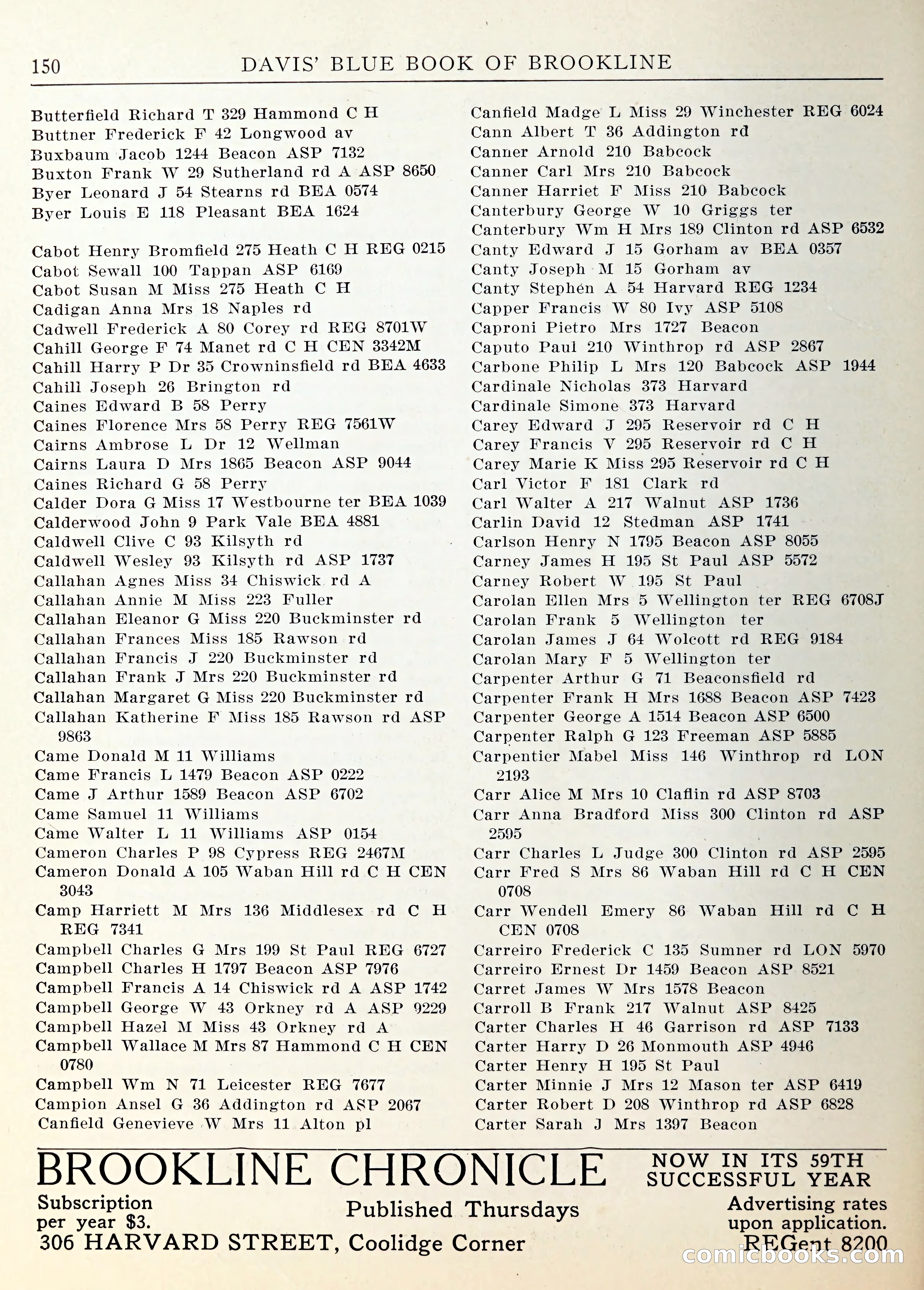 Davis' Blue Book of Brookline — page 153 of 253