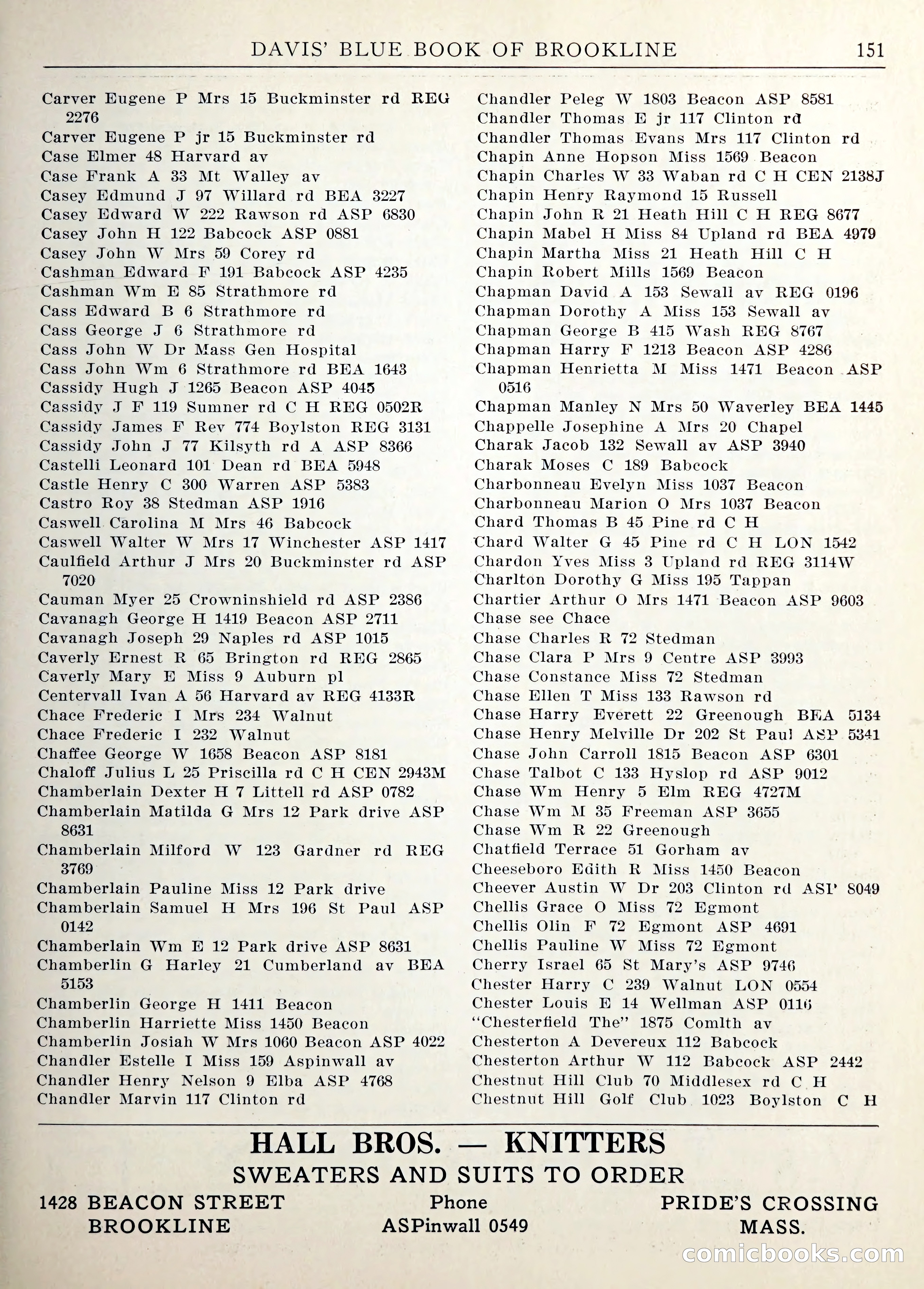 Davis' Blue Book of Brookline — page 154 of 253