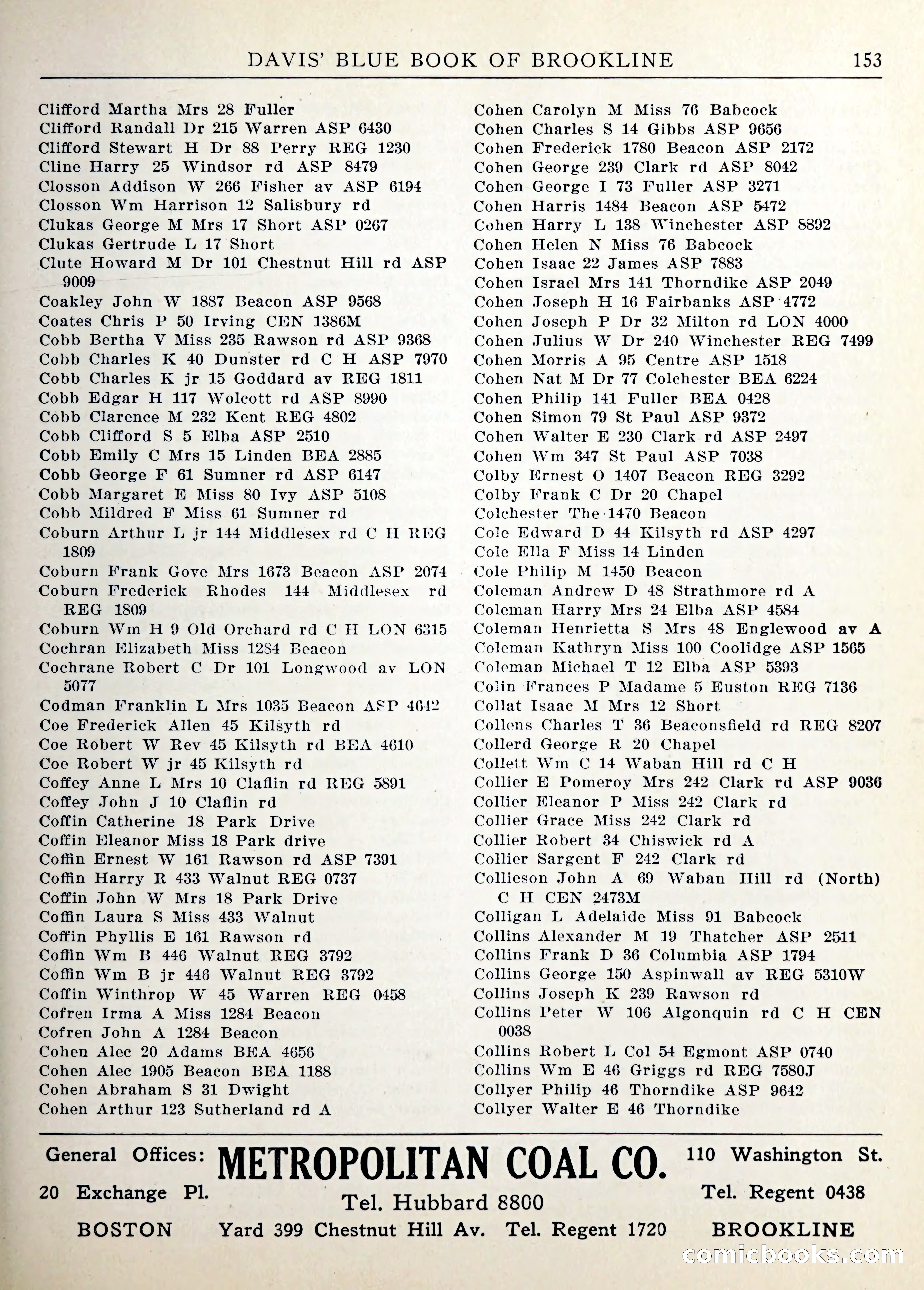 Davis' Blue Book of Brookline — page 156 of 253
