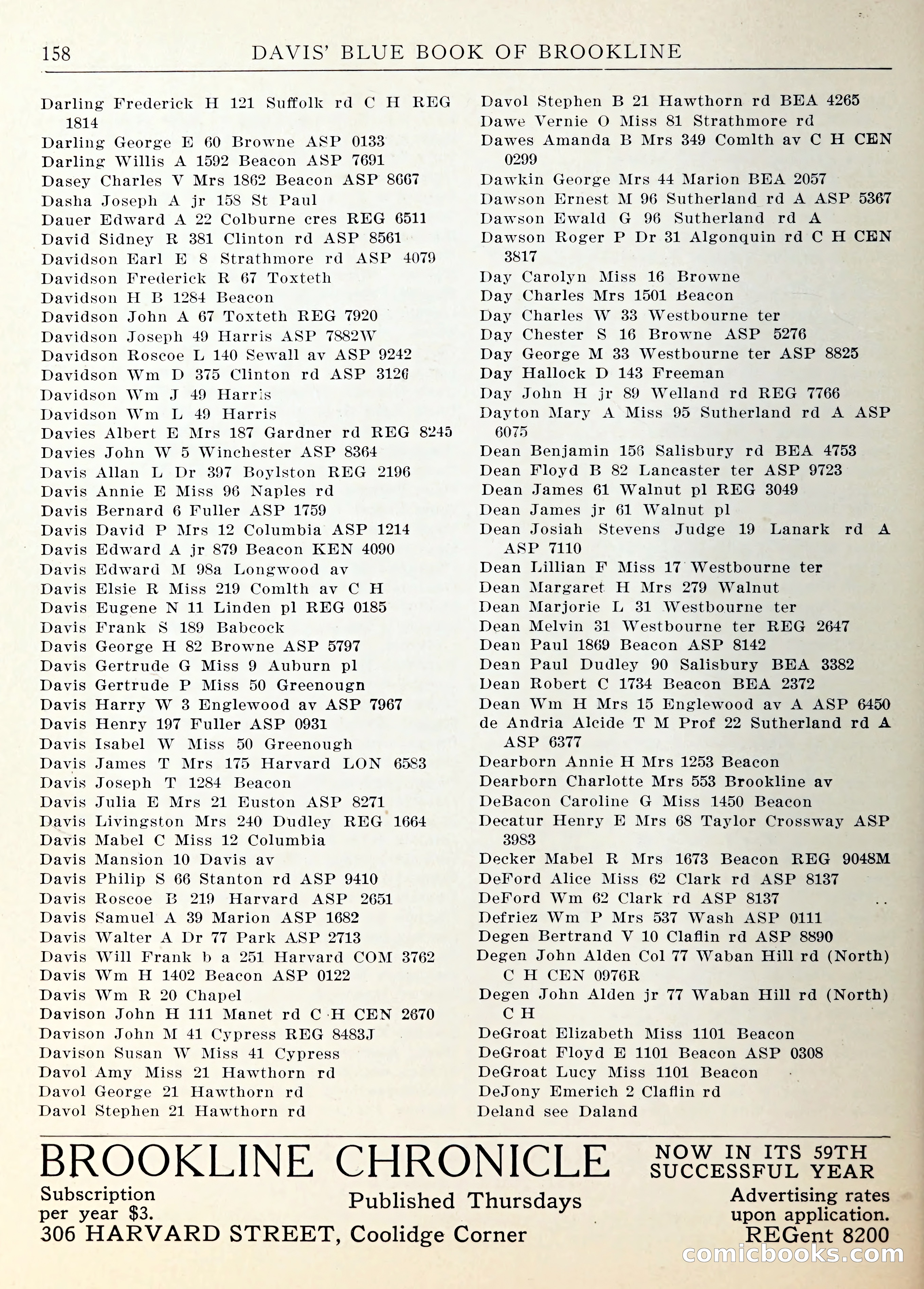 Davis' Blue Book of Brookline — page 161 of 253