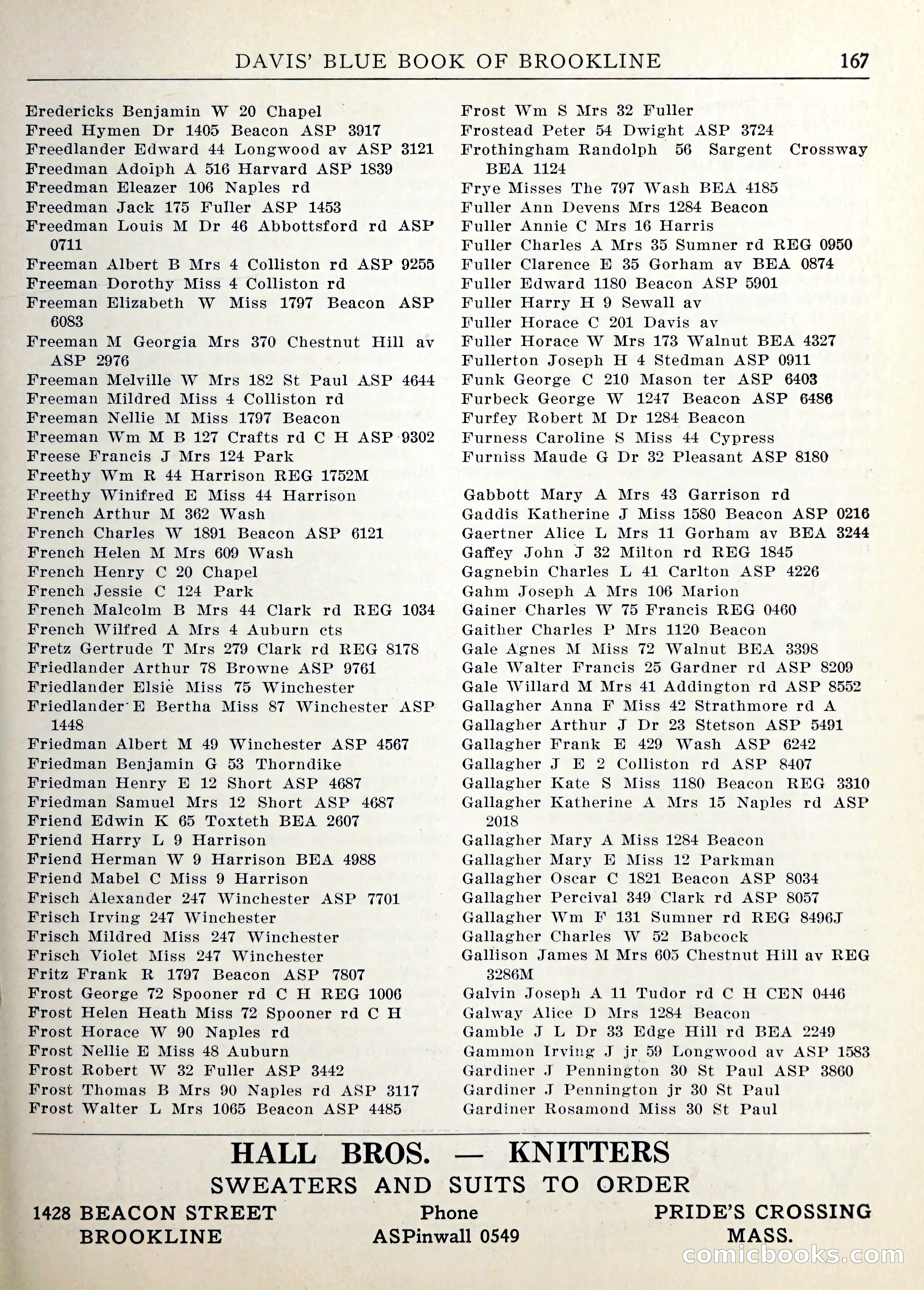 Davis' Blue Book of Brookline — page 170 of 253