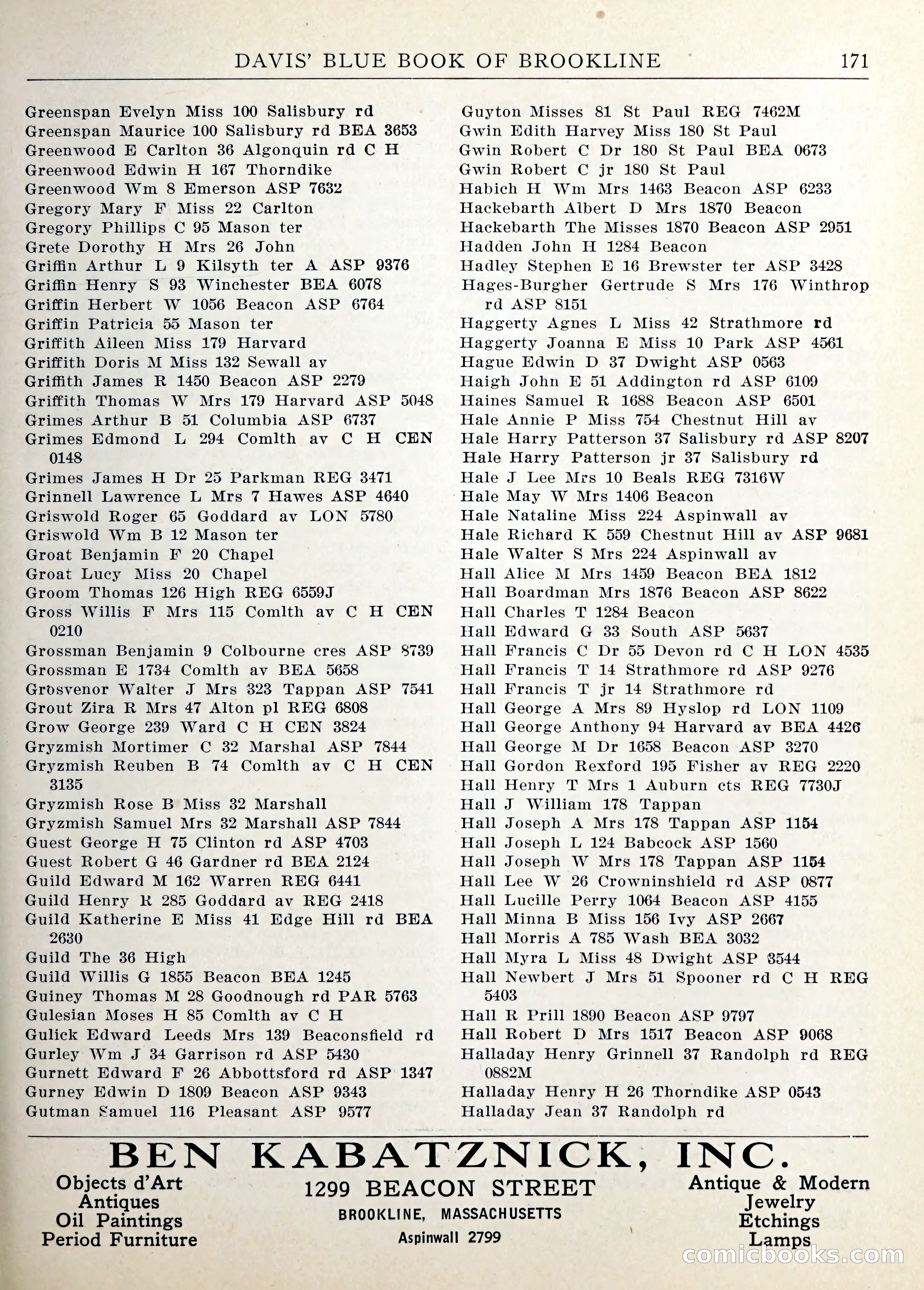 Davis' Blue Book of Brookline — page 174 of 253