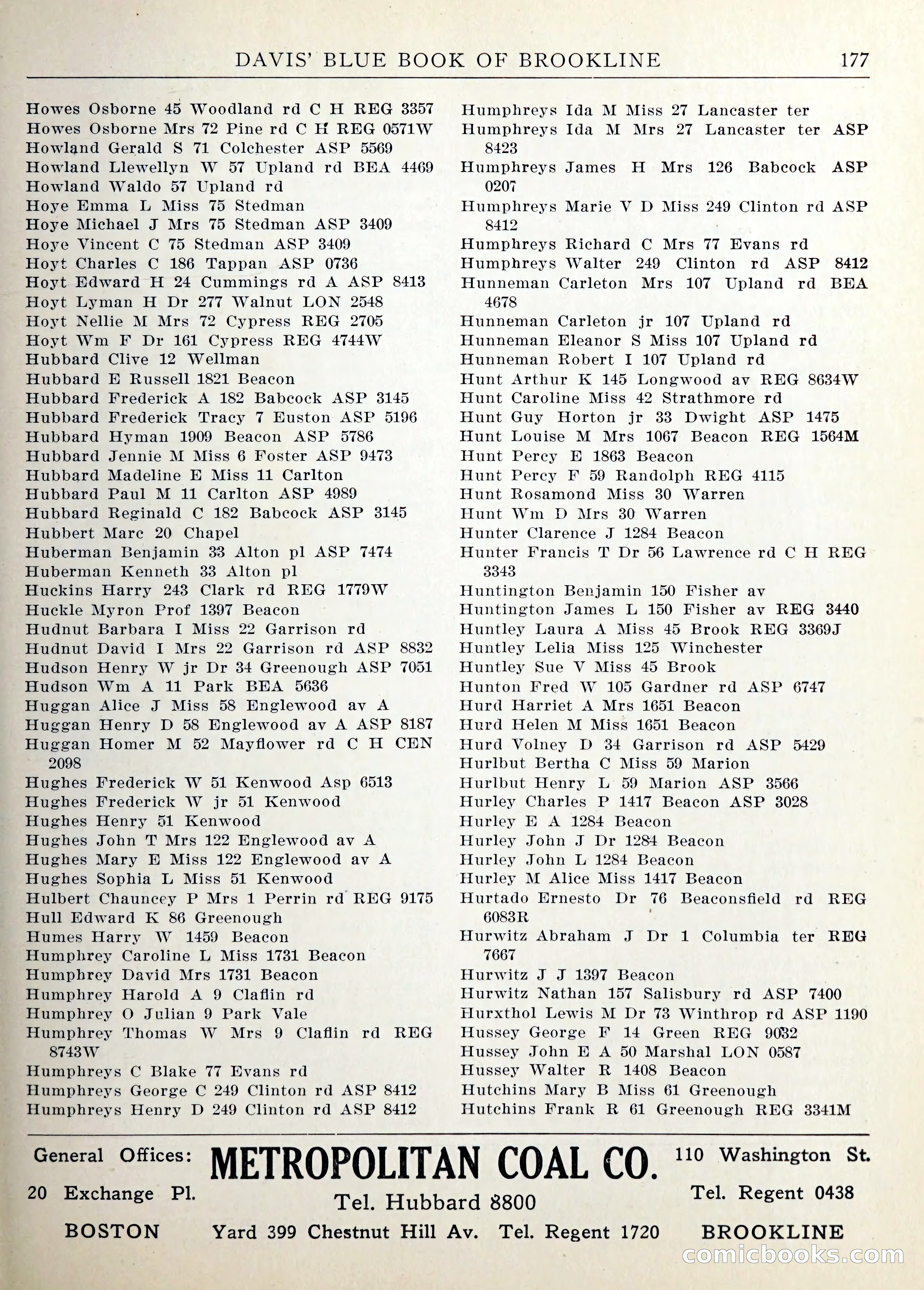 Davis' Blue Book of Brookline — page 180 of 253