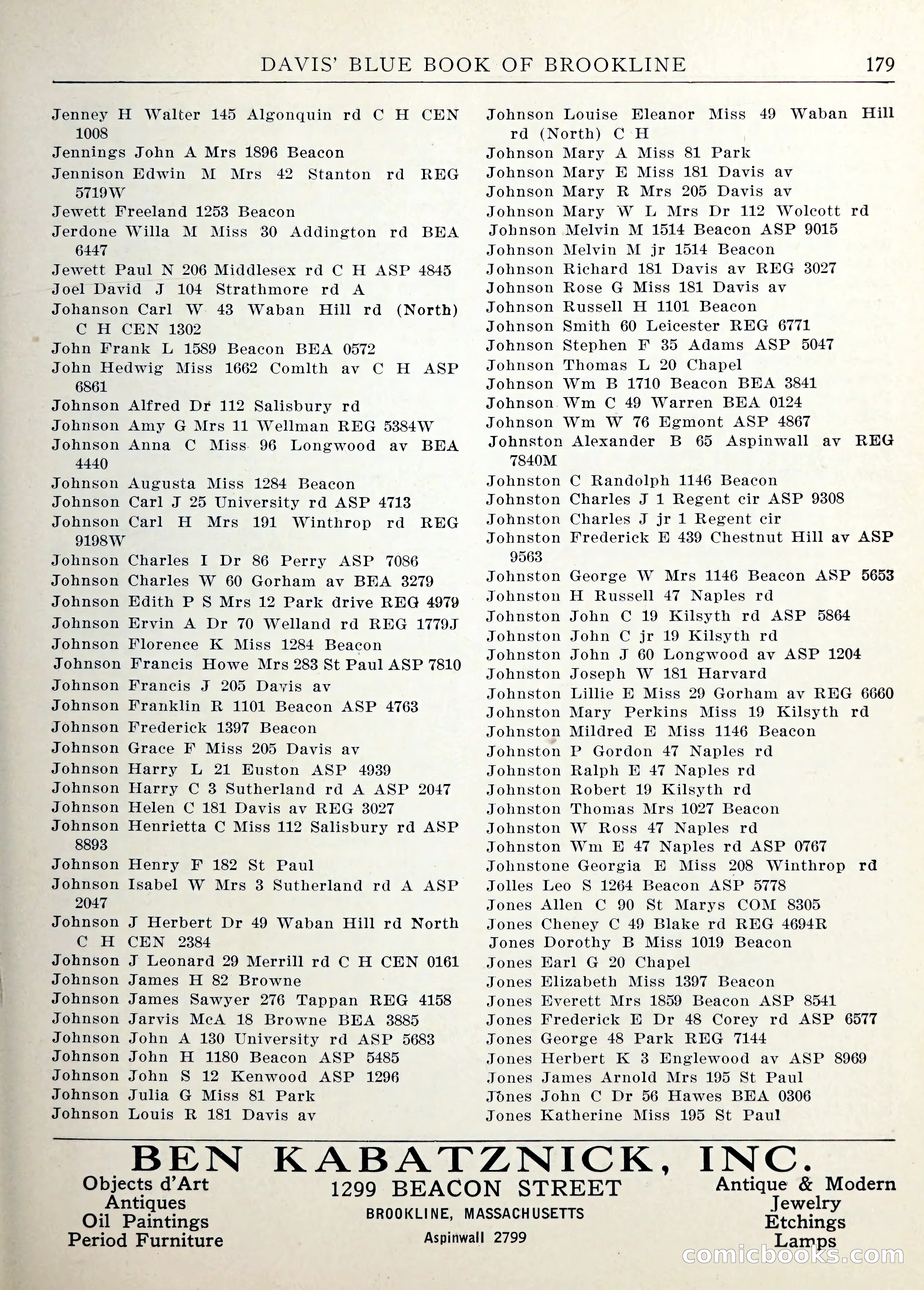 Davis' Blue Book of Brookline — page 182 of 253