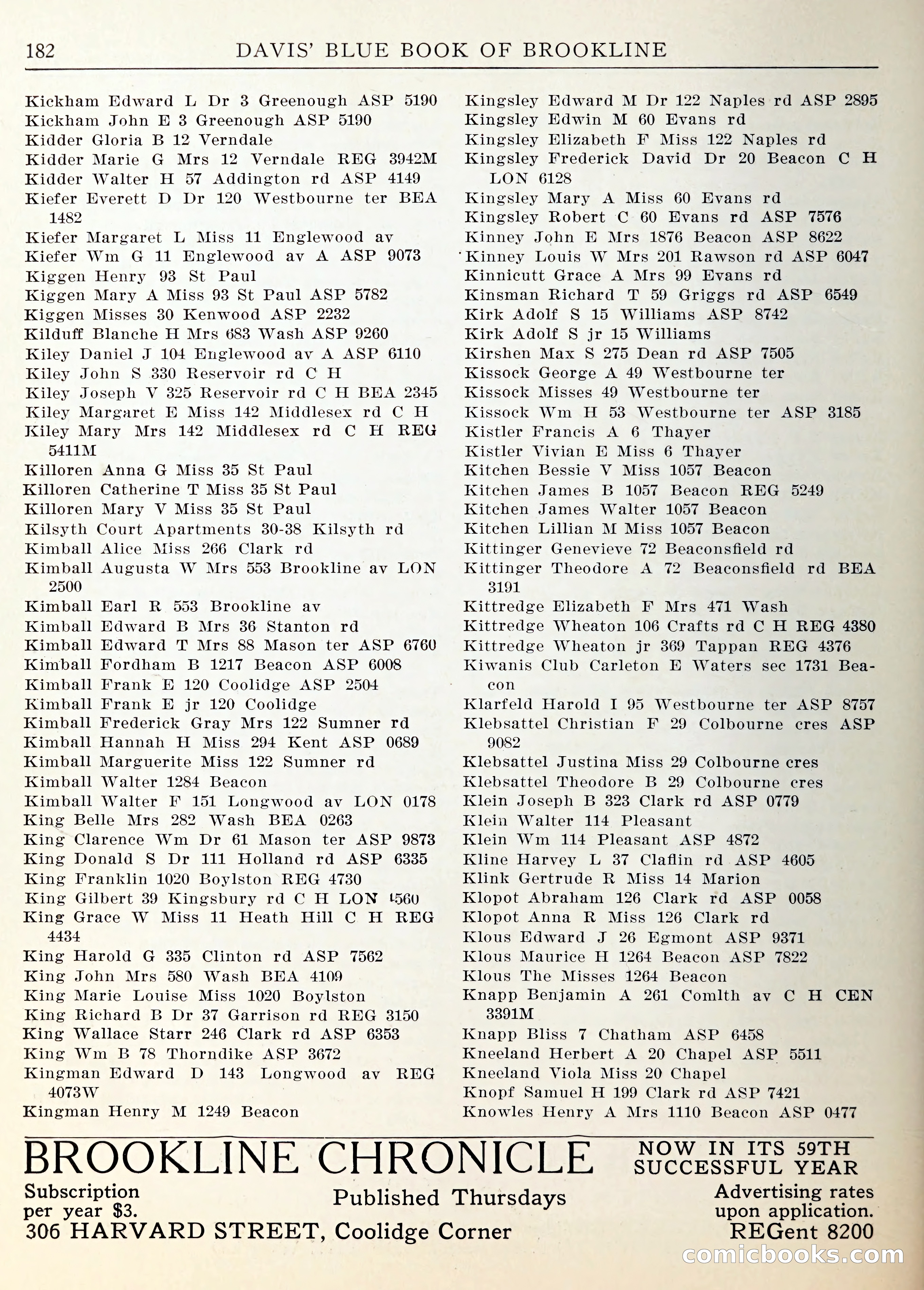 Davis' Blue Book of Brookline — page 185 of 253