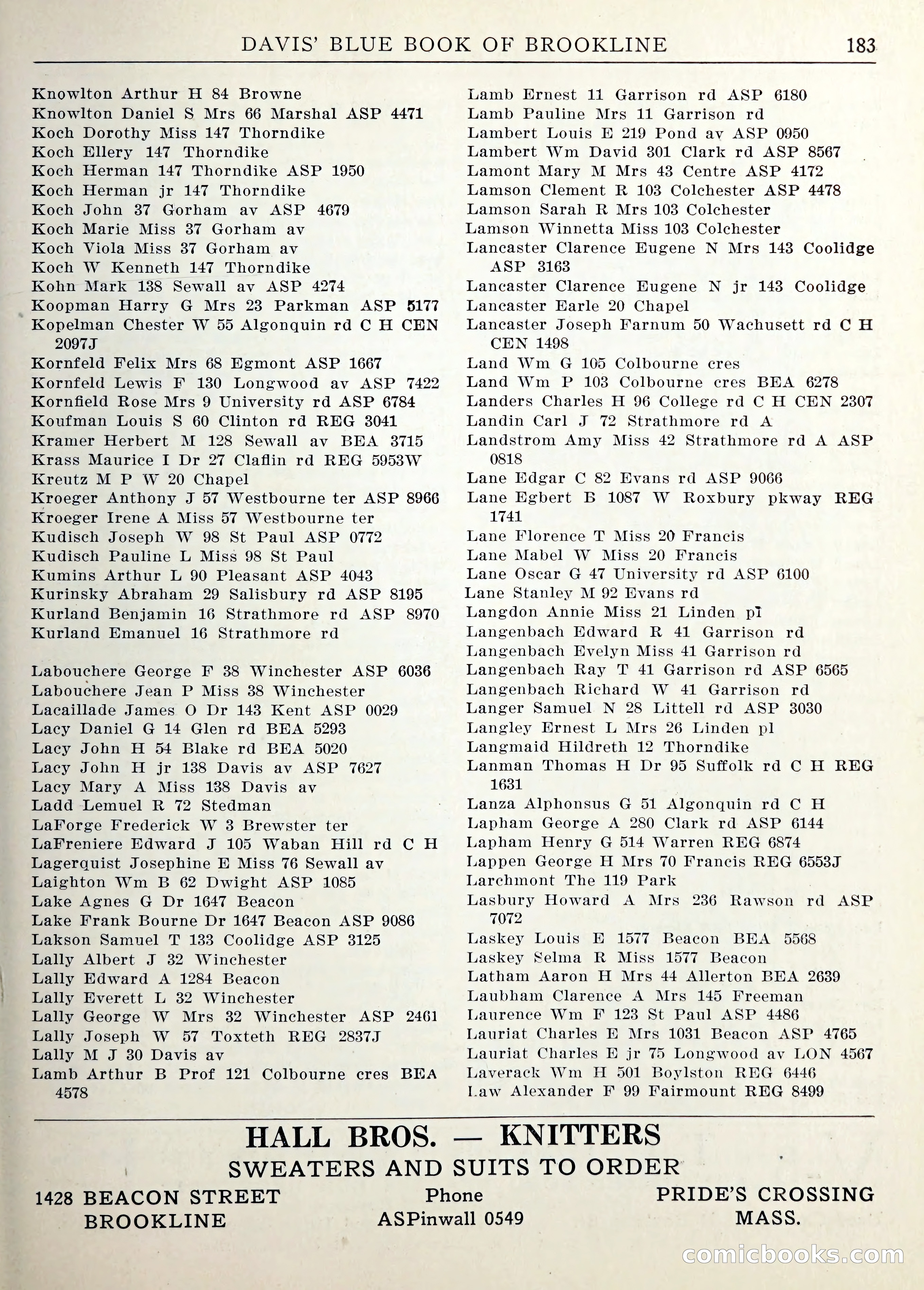 Davis' Blue Book of Brookline — page 186 of 253