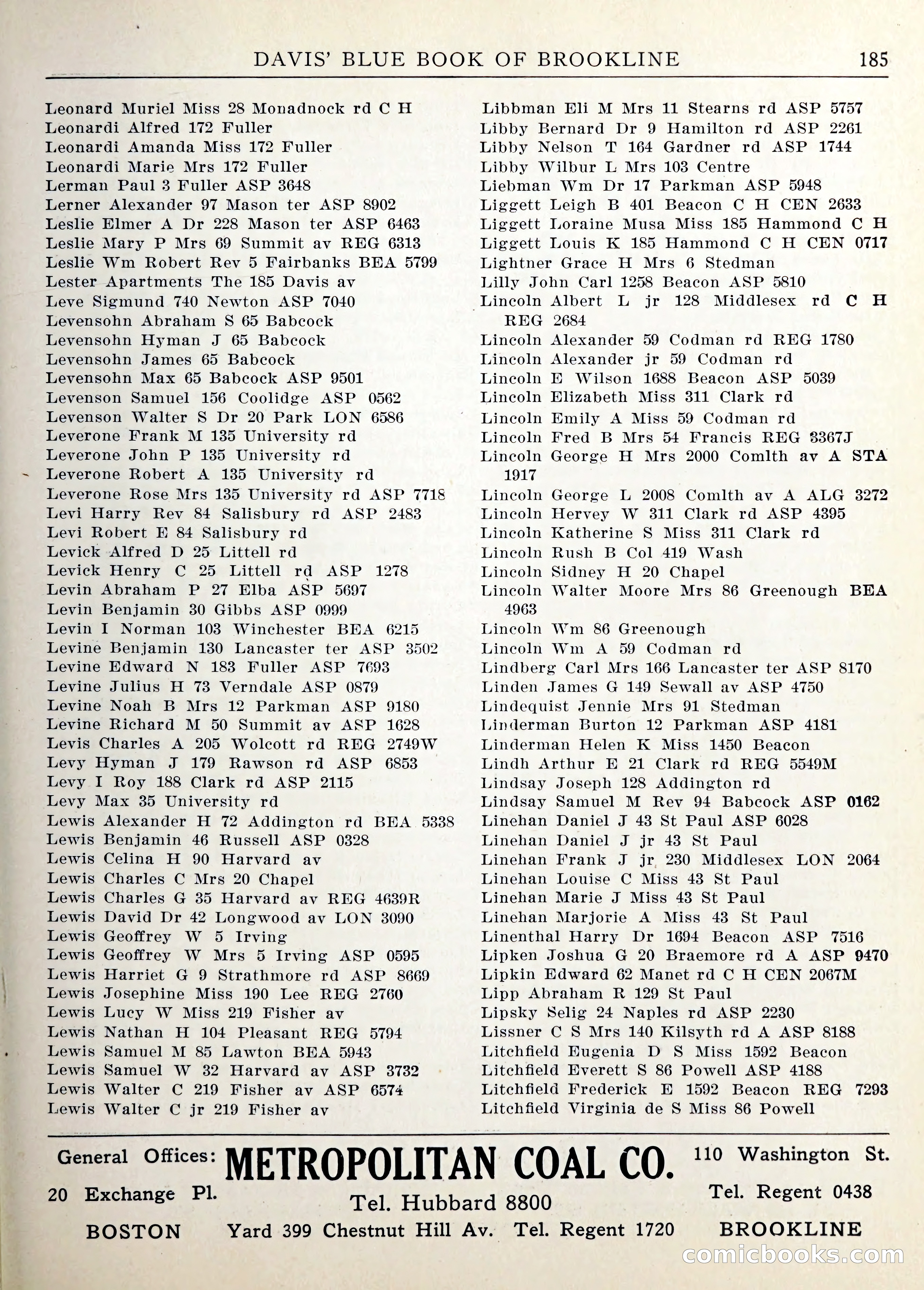 Davis' Blue Book of Brookline — page 188 of 253