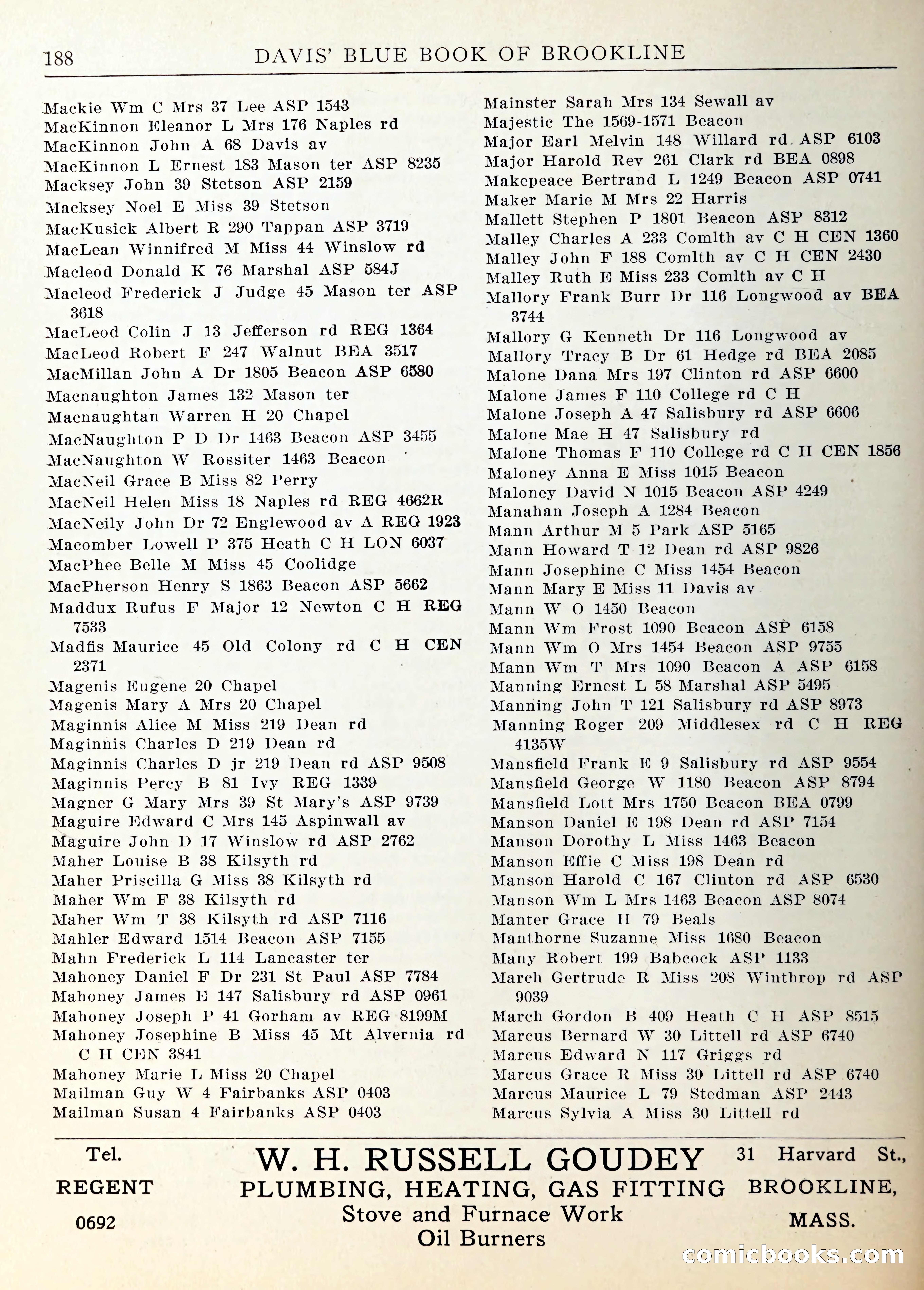 Davis' Blue Book of Brookline — page 191 of 253