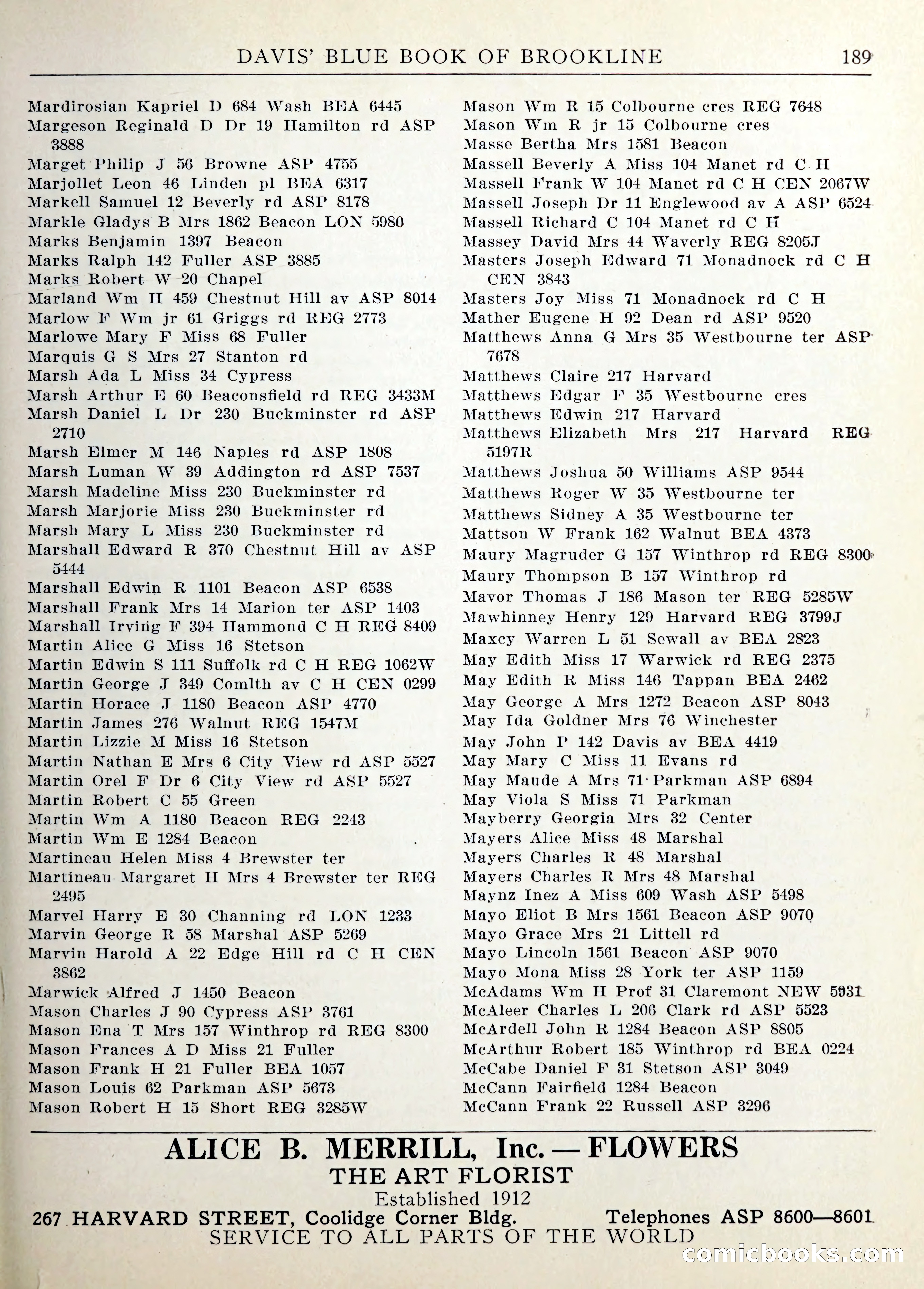 Davis' Blue Book of Brookline — page 192 of 253