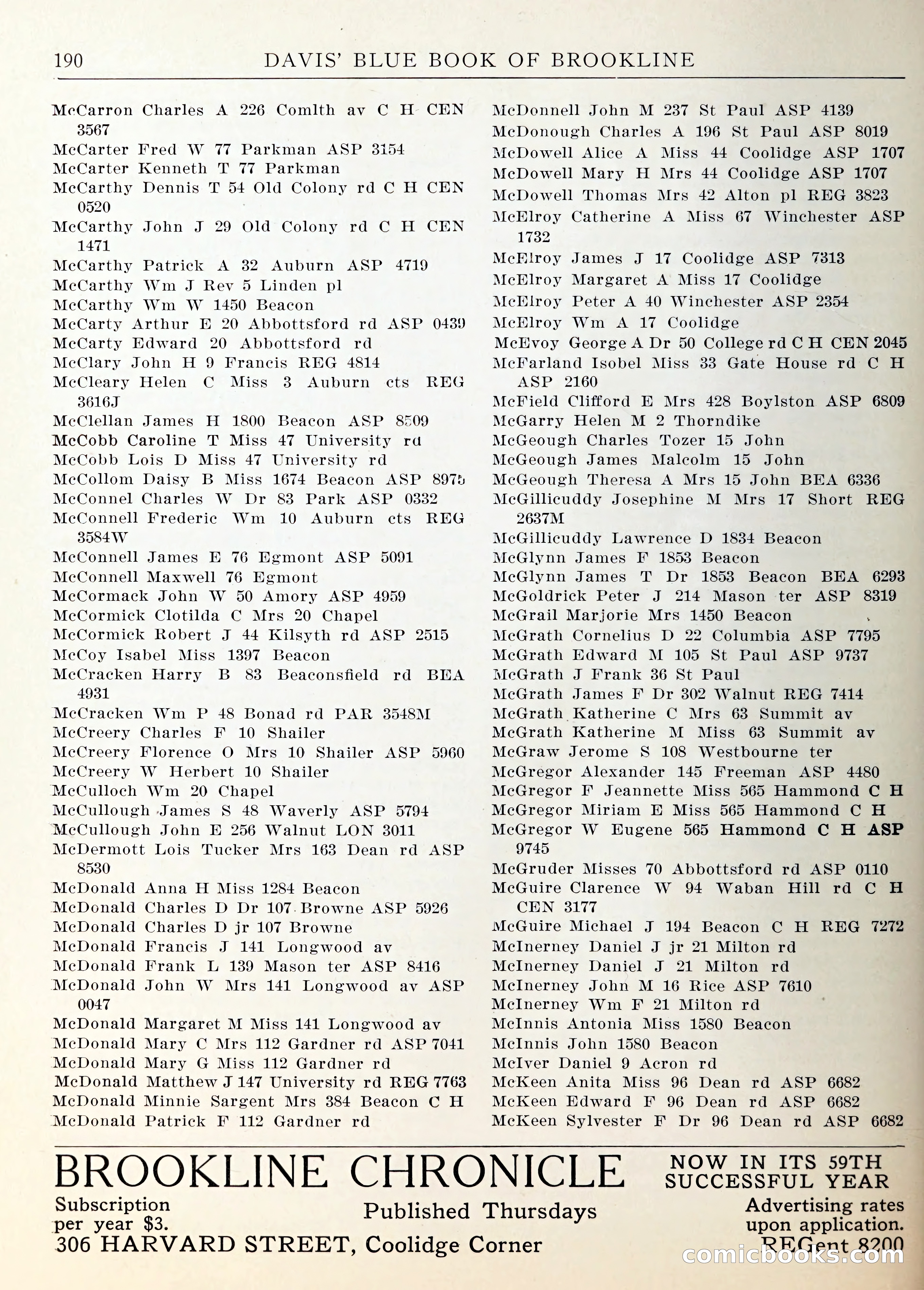 Davis' Blue Book of Brookline — page 193 of 253
