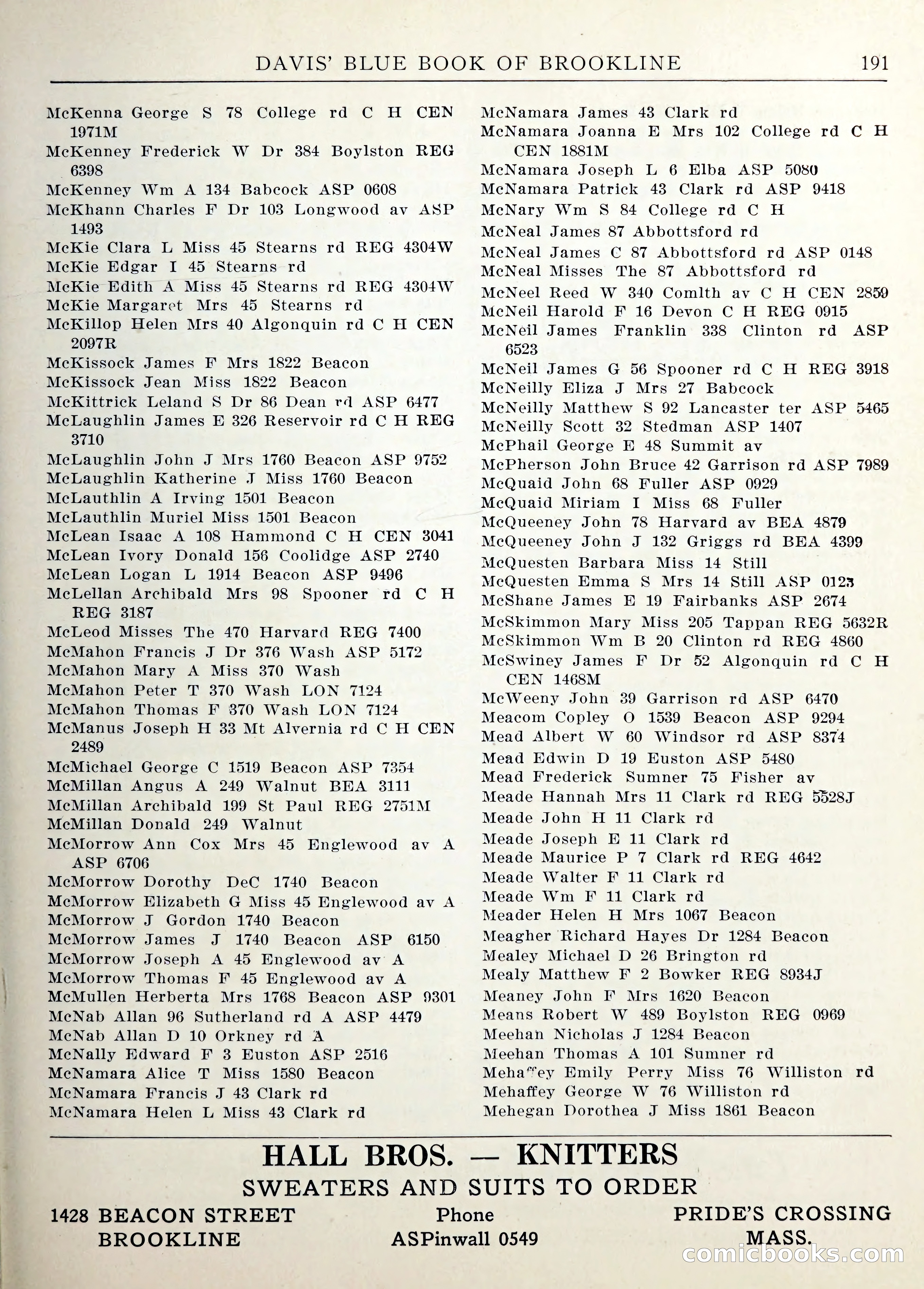 Davis' Blue Book of Brookline — page 194 of 253