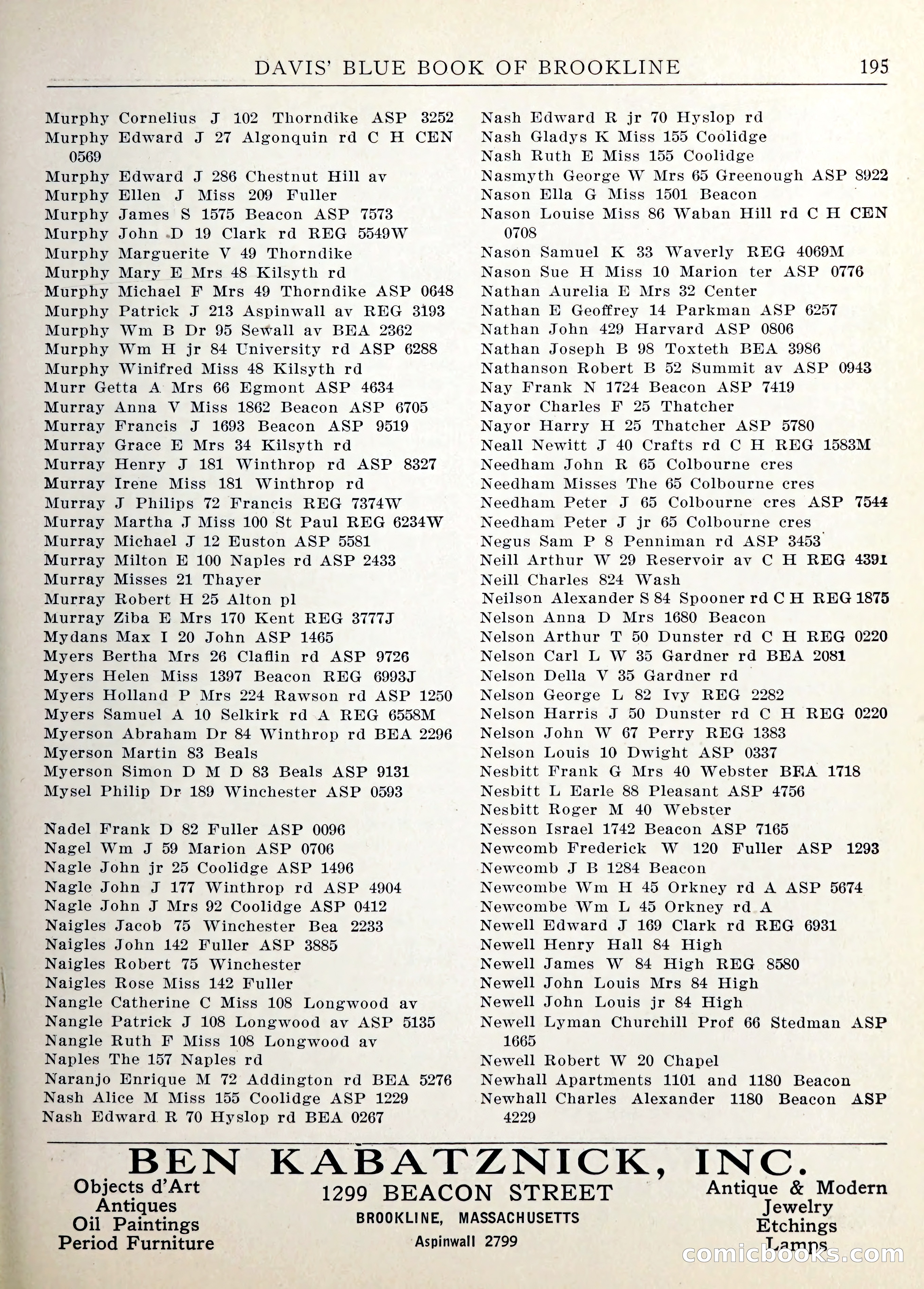 Davis' Blue Book of Brookline — page 198 of 253