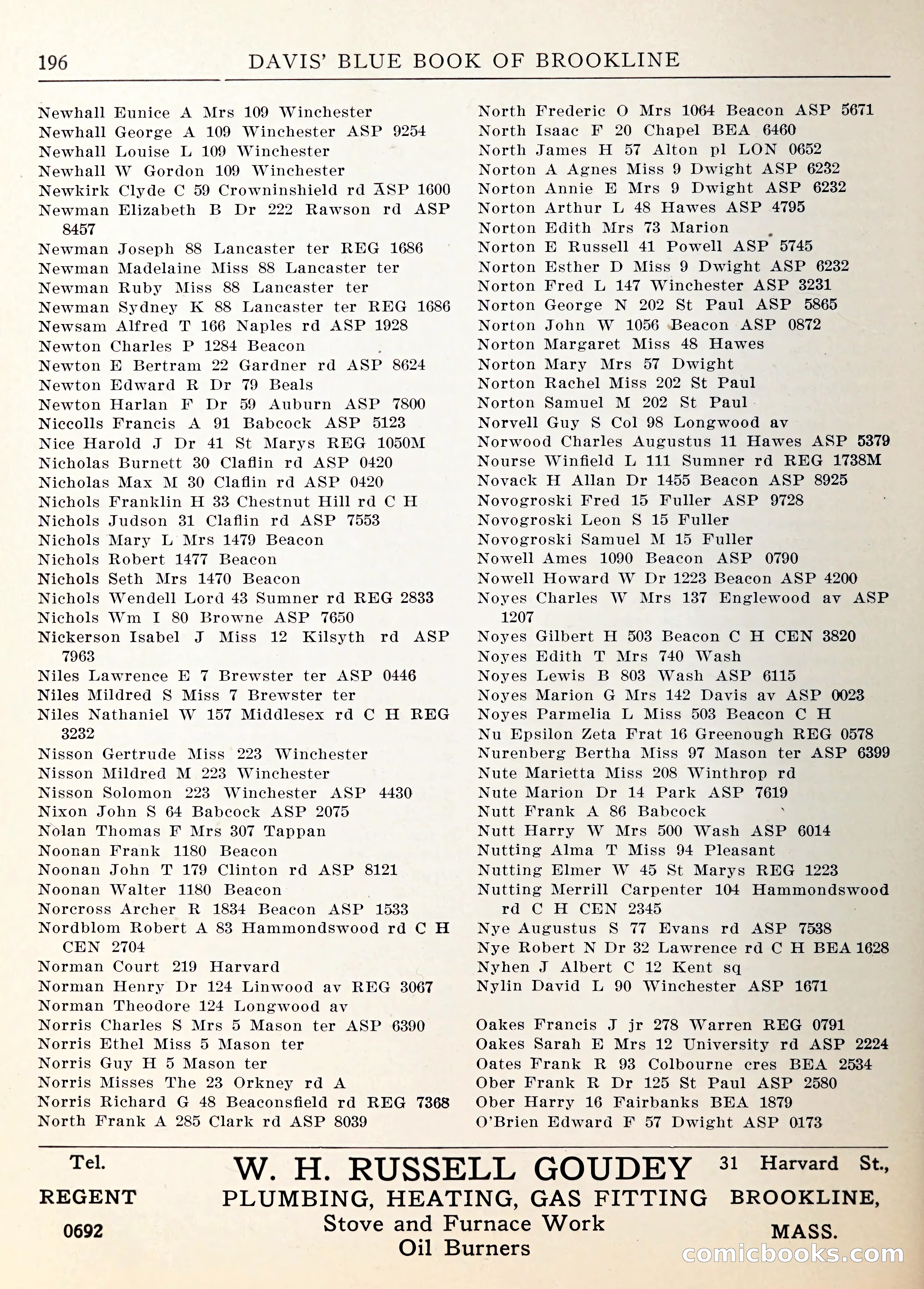 Davis' Blue Book of Brookline — page 199 of 253