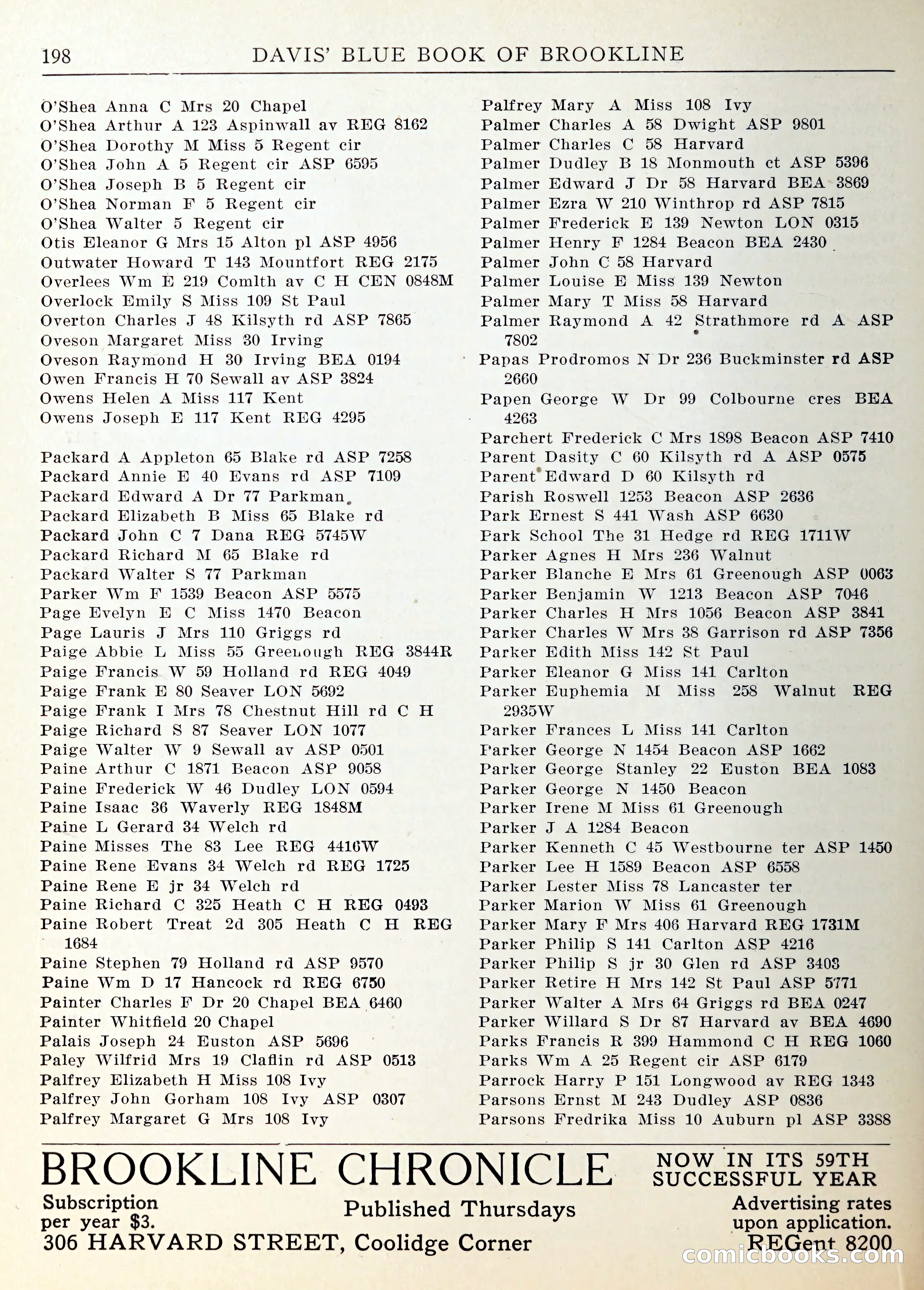 Davis' Blue Book of Brookline — page 201 of 253