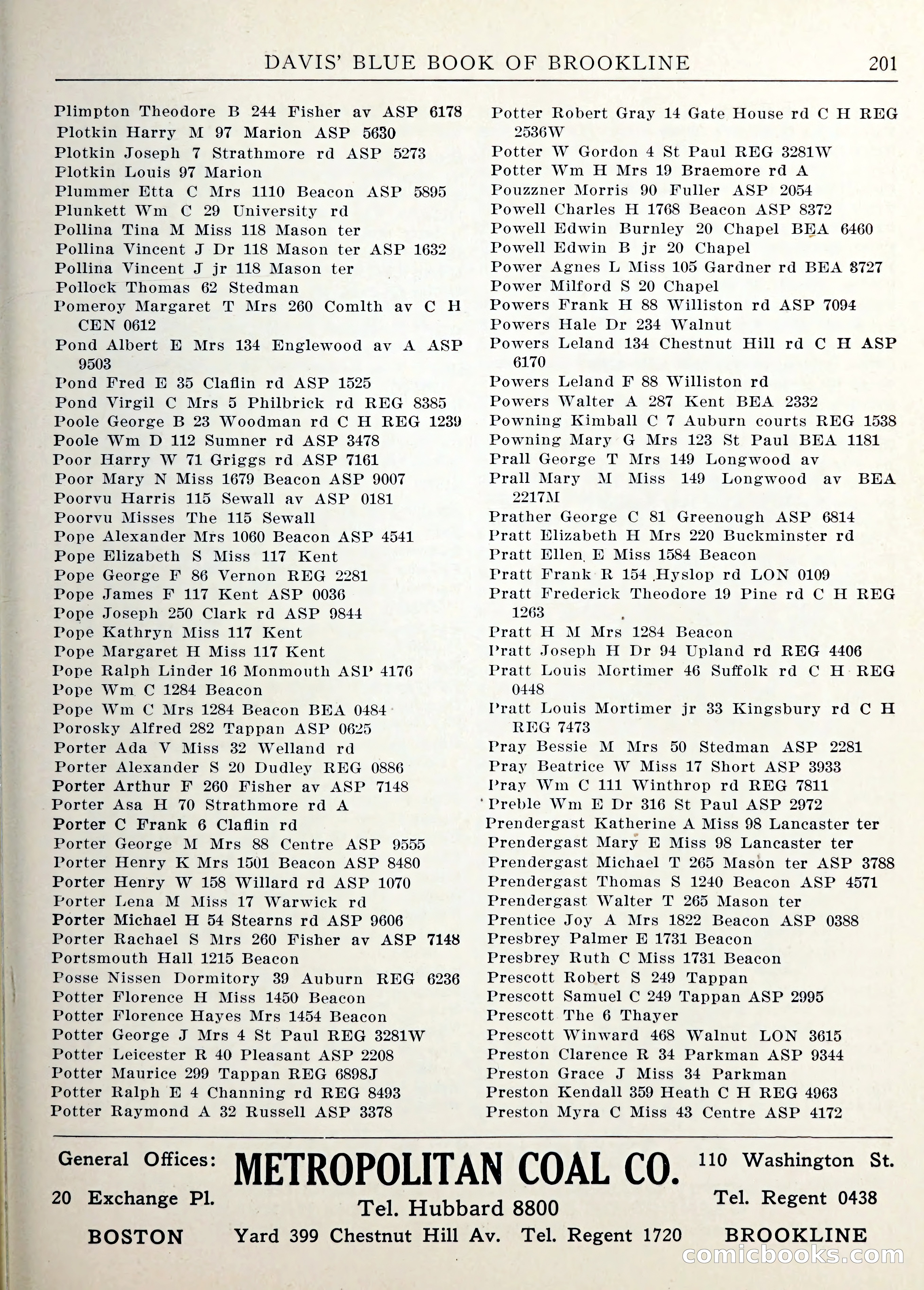Davis' Blue Book of Brookline — page 204 of 253