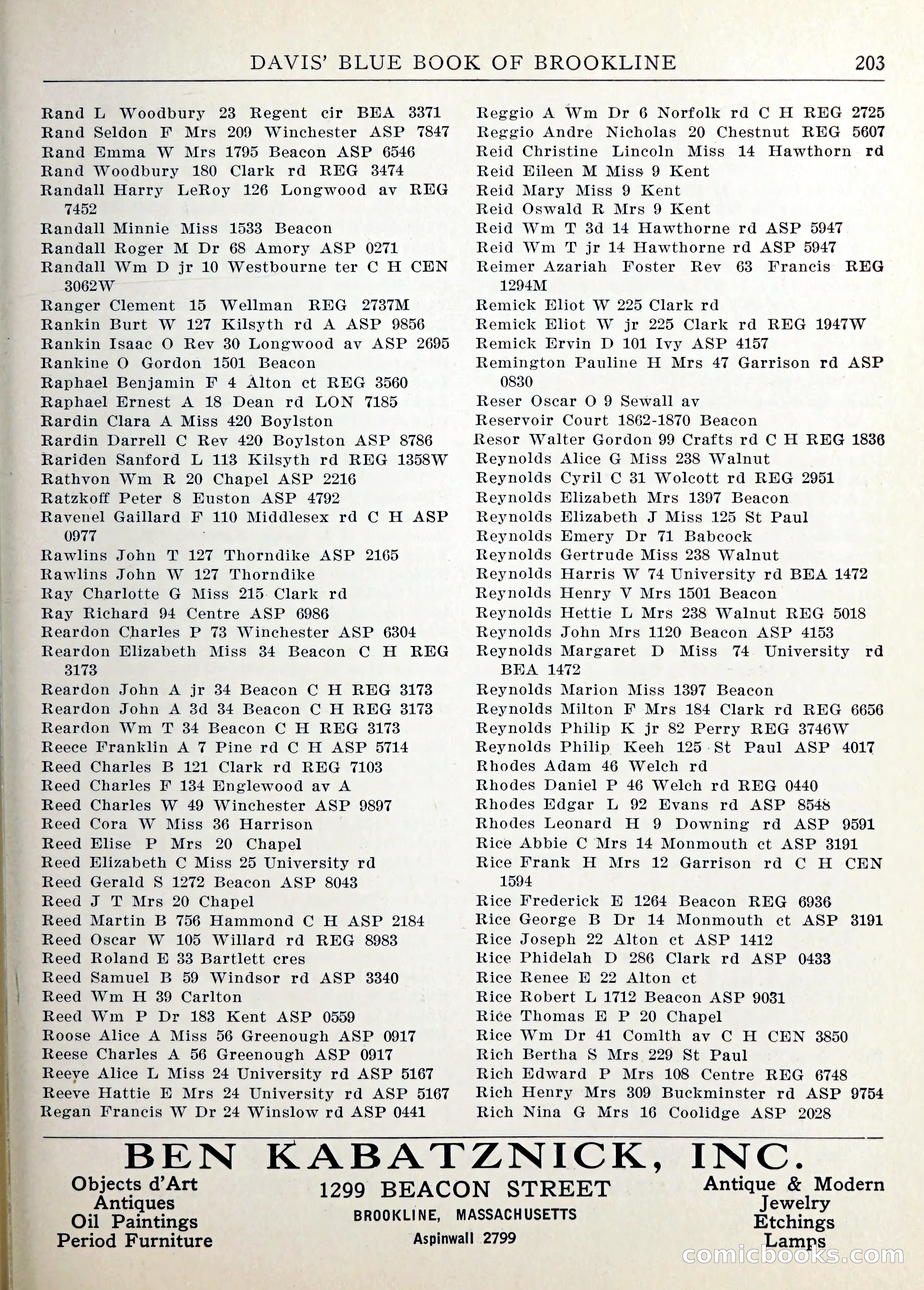 Davis' Blue Book of Brookline — page 206 of 253