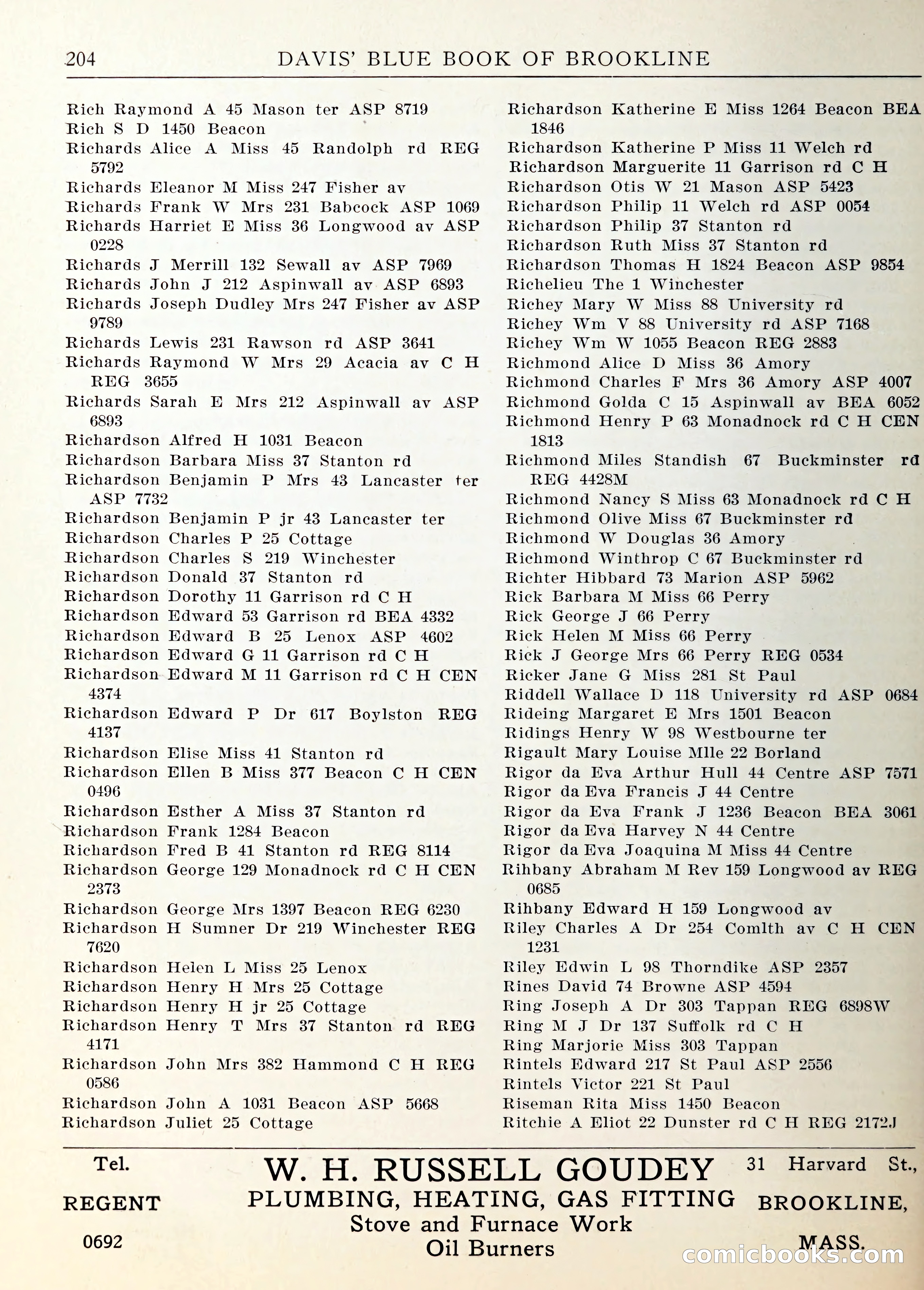 Davis' Blue Book of Brookline — page 207 of 253