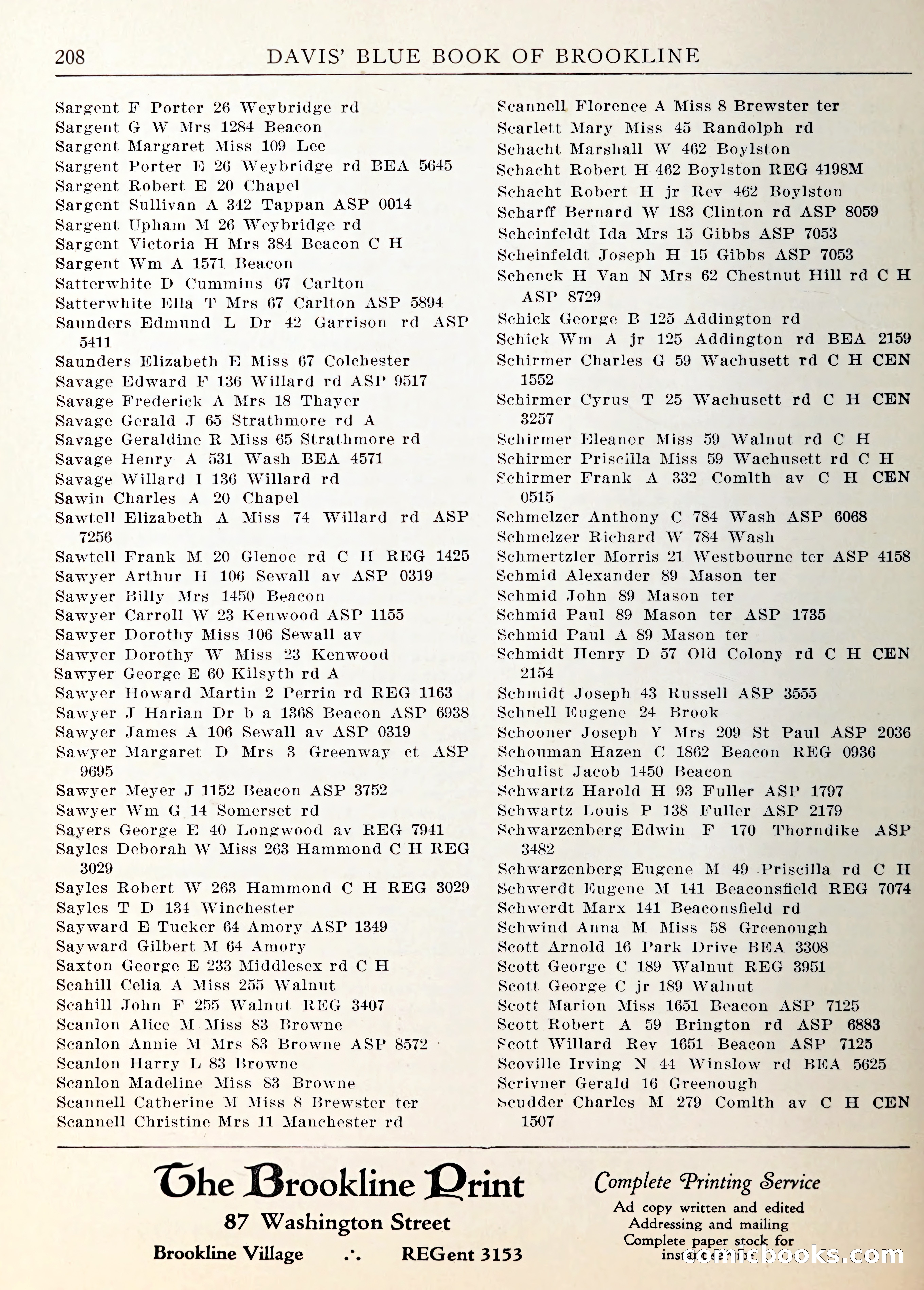 Davis' Blue Book of Brookline — page 211 of 253