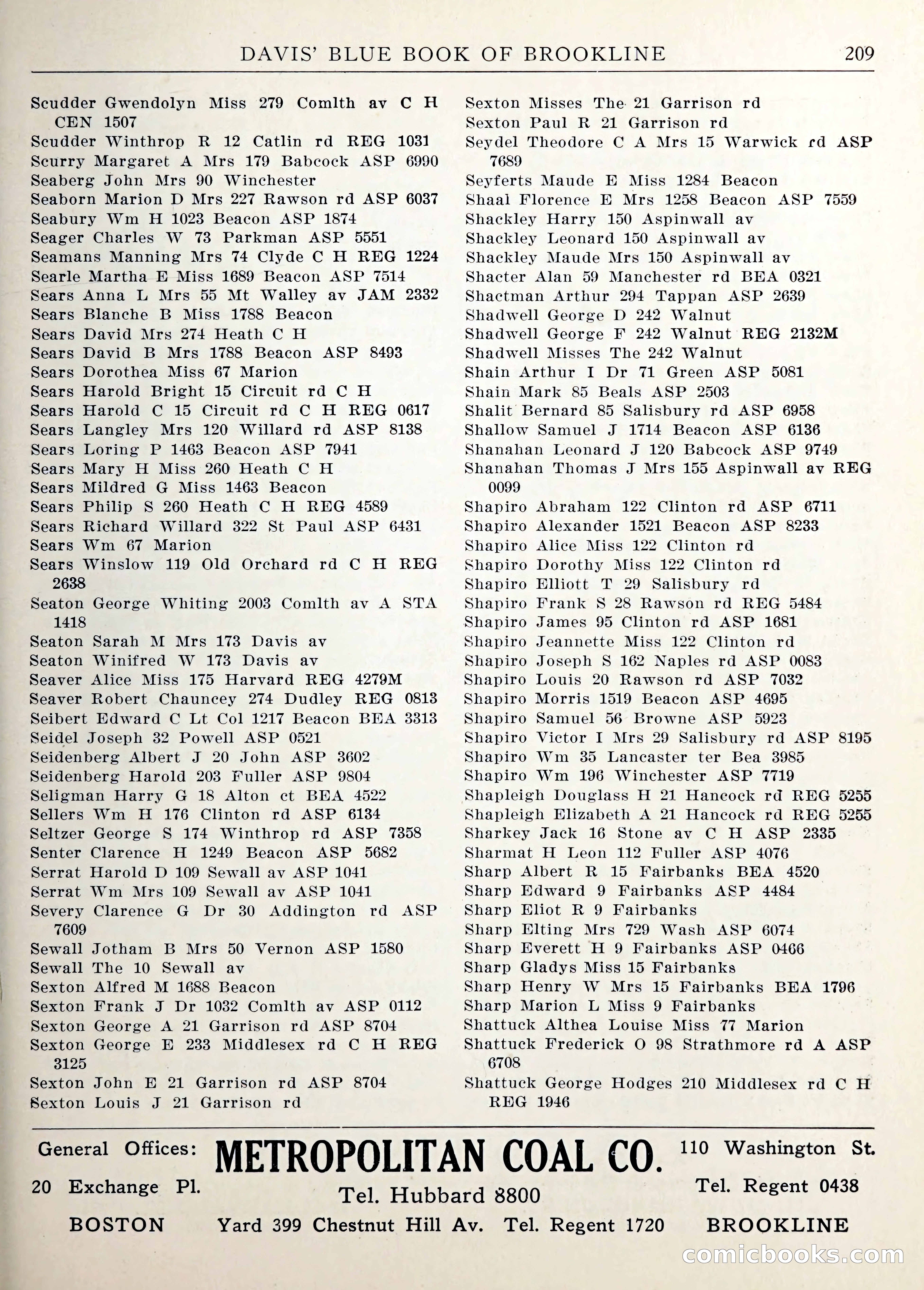 Davis' Blue Book of Brookline — page 212 of 253