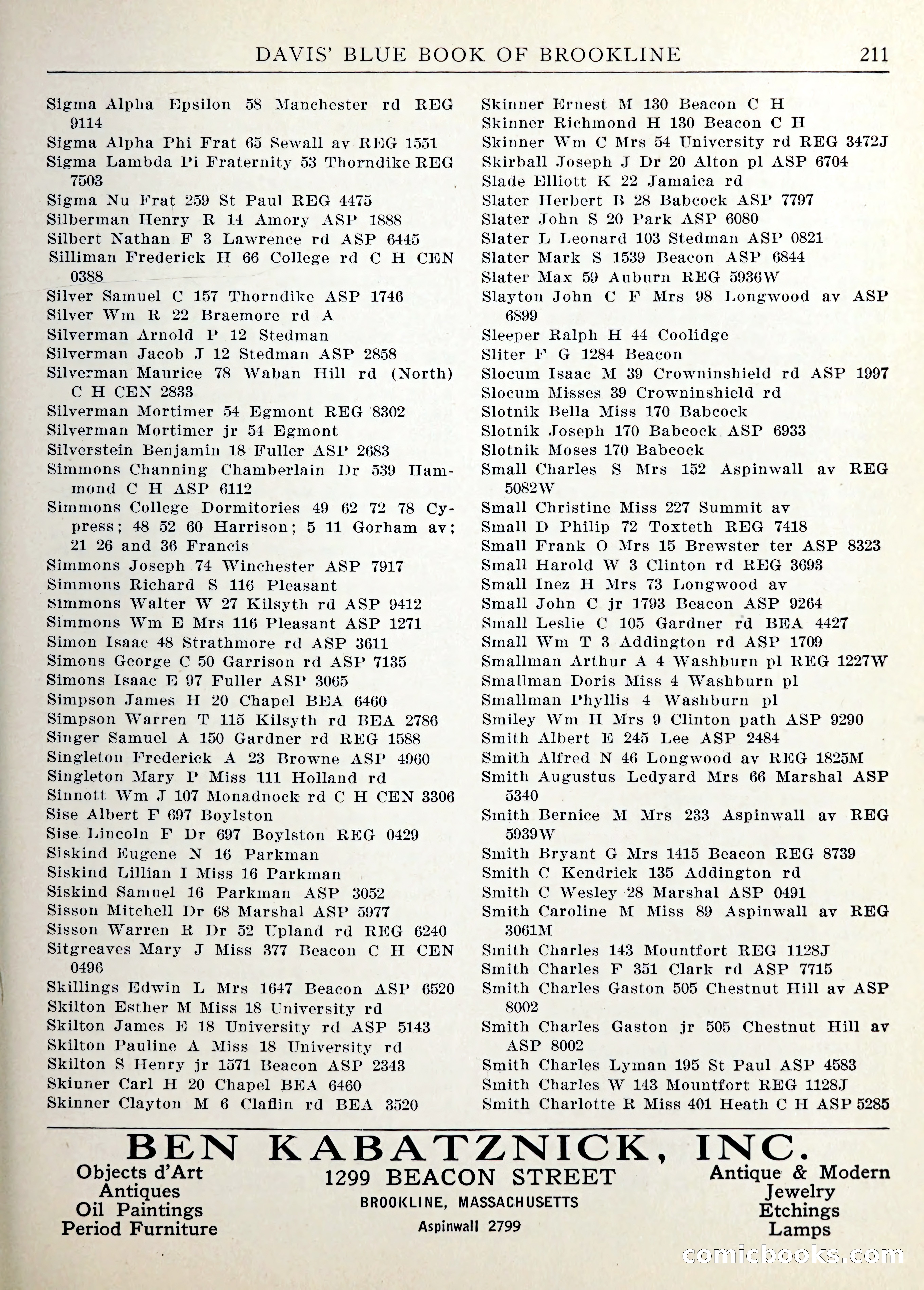 Davis' Blue Book of Brookline — page 214 of 253