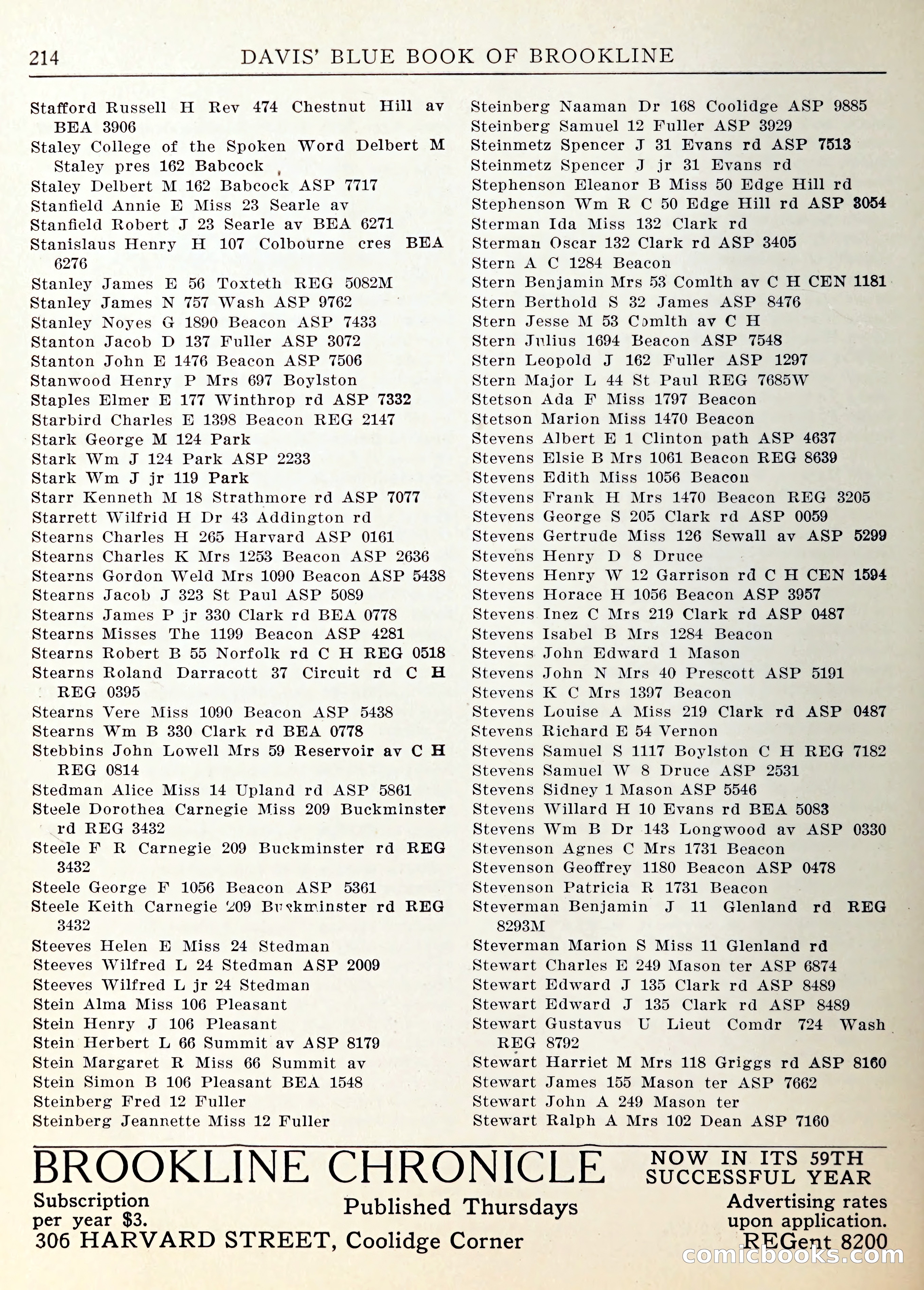 Davis' Blue Book of Brookline — page 217 of 253